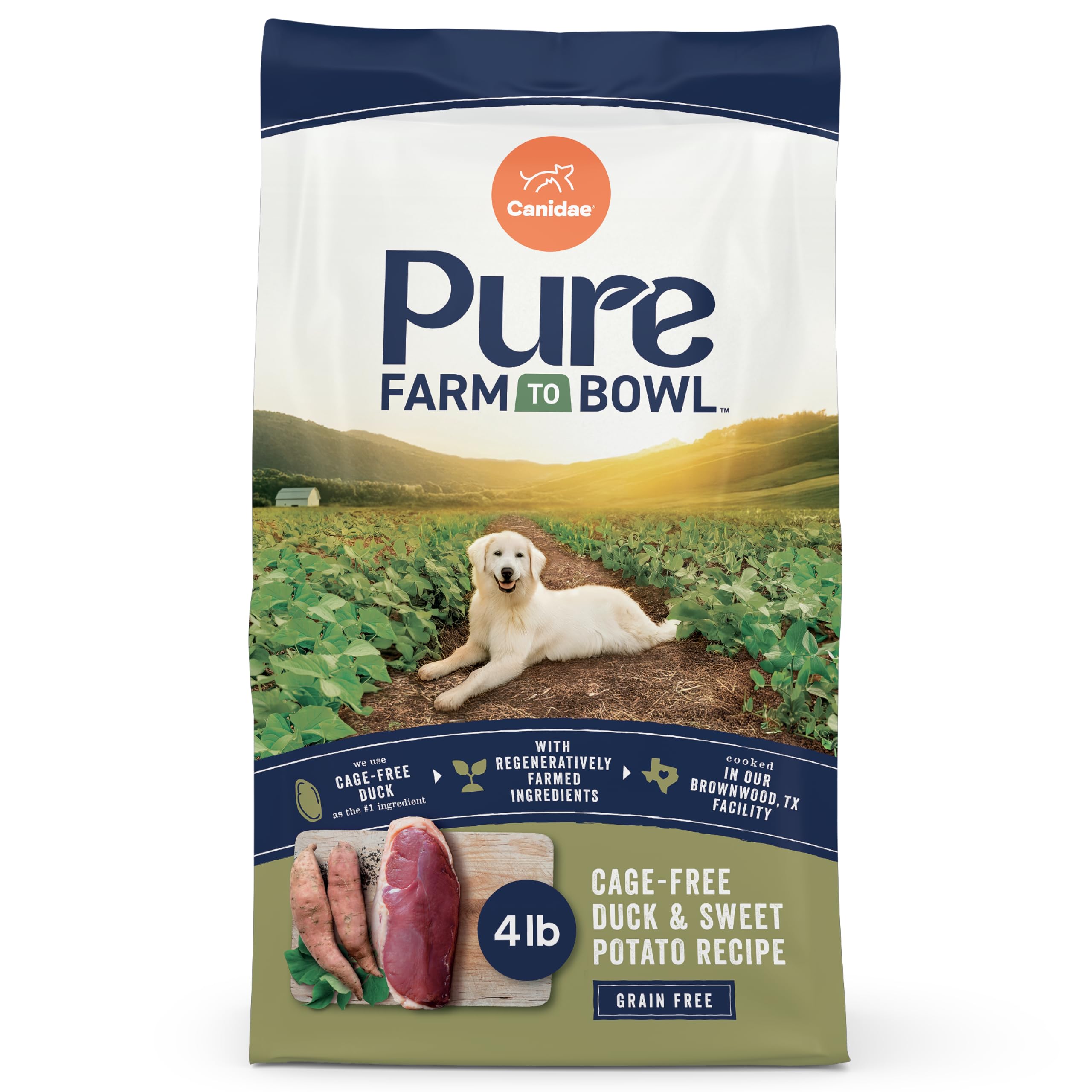 Canidae Pure Farm to Bowl Cage-free Duck & Sweet Potato, Adult, Grain-Free Dry Dog Food, 4lb