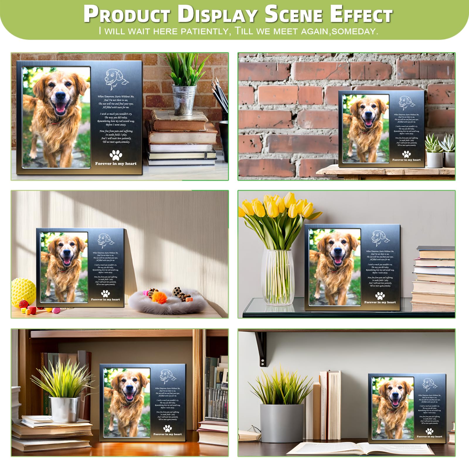 Joeziton Dog Memorial Gifts For Loss Of Dog, Loss Of Dog Sympathy Gift, Rainbow Bridge Dog Memorial Picture Frame, 4X6 Inch Personalized Metal