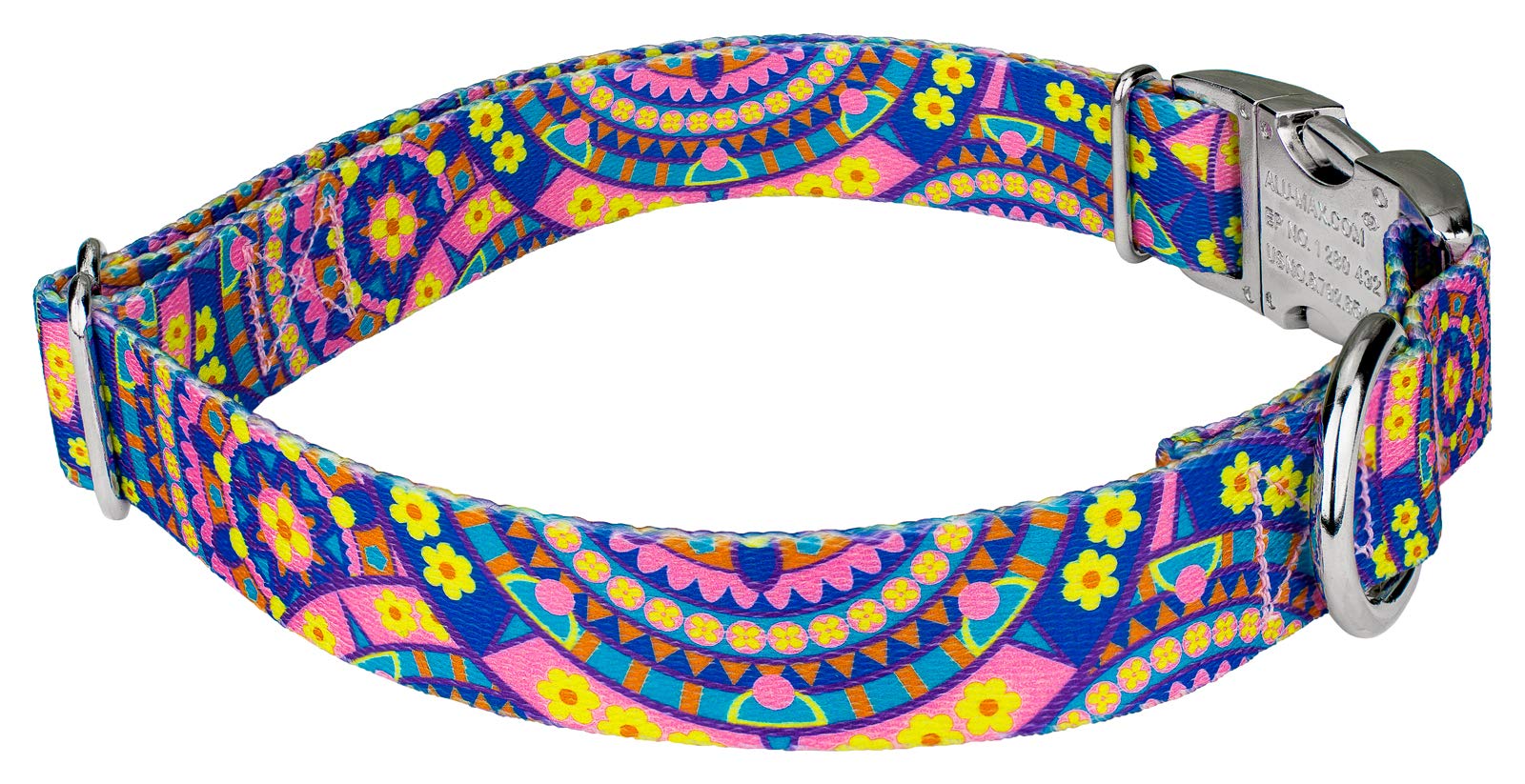 Country Brook Petz - Blue Boho Mandala Premium Dog Collar And Leash Set - Groovy Collection Featuring Far Out Designs (5/8 Inch,