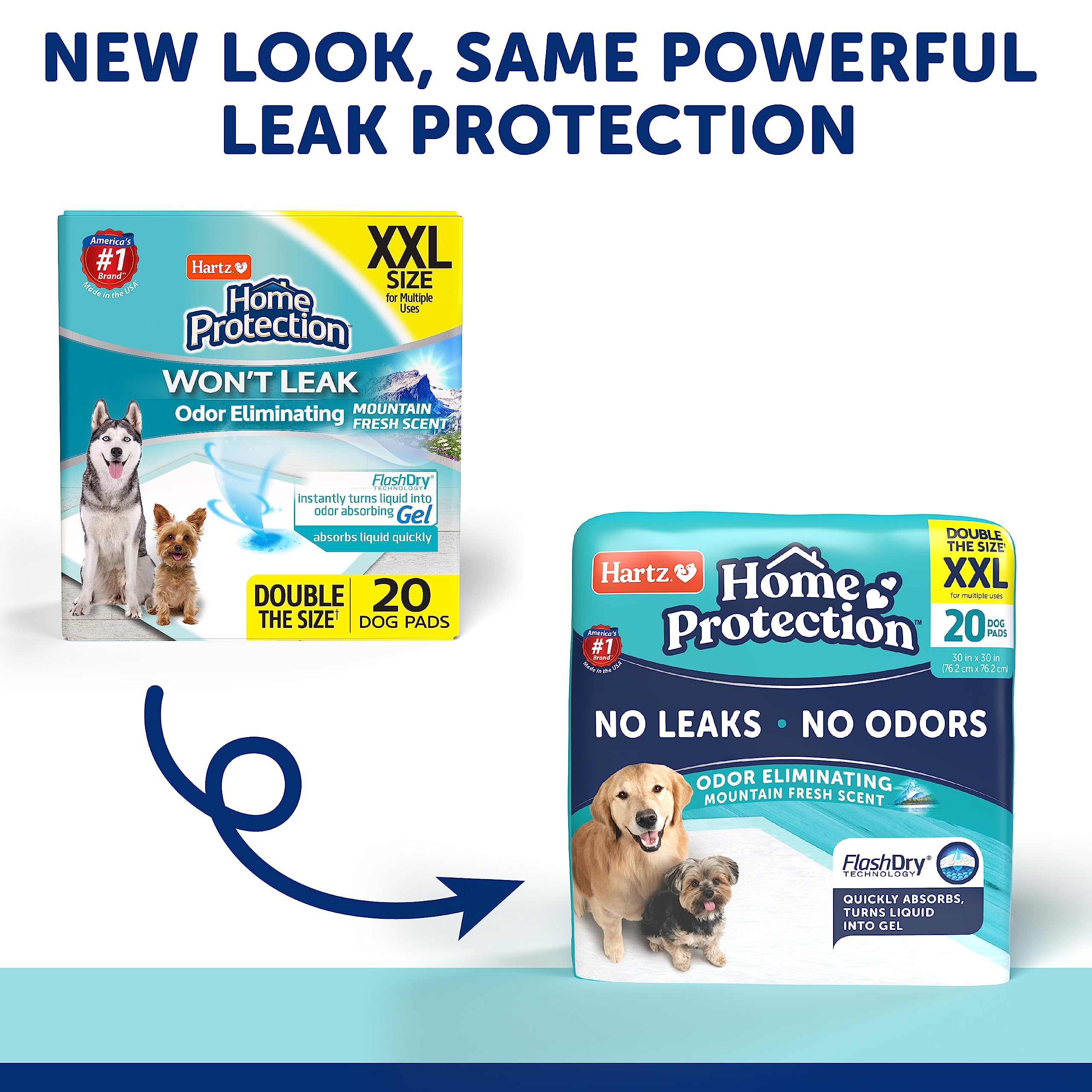 Hartz Home Protection Mountain Fresh Scented Dog Pads, Xxl 20 Count, Super Absorbent & Won'T Leak, Odor Eliminating