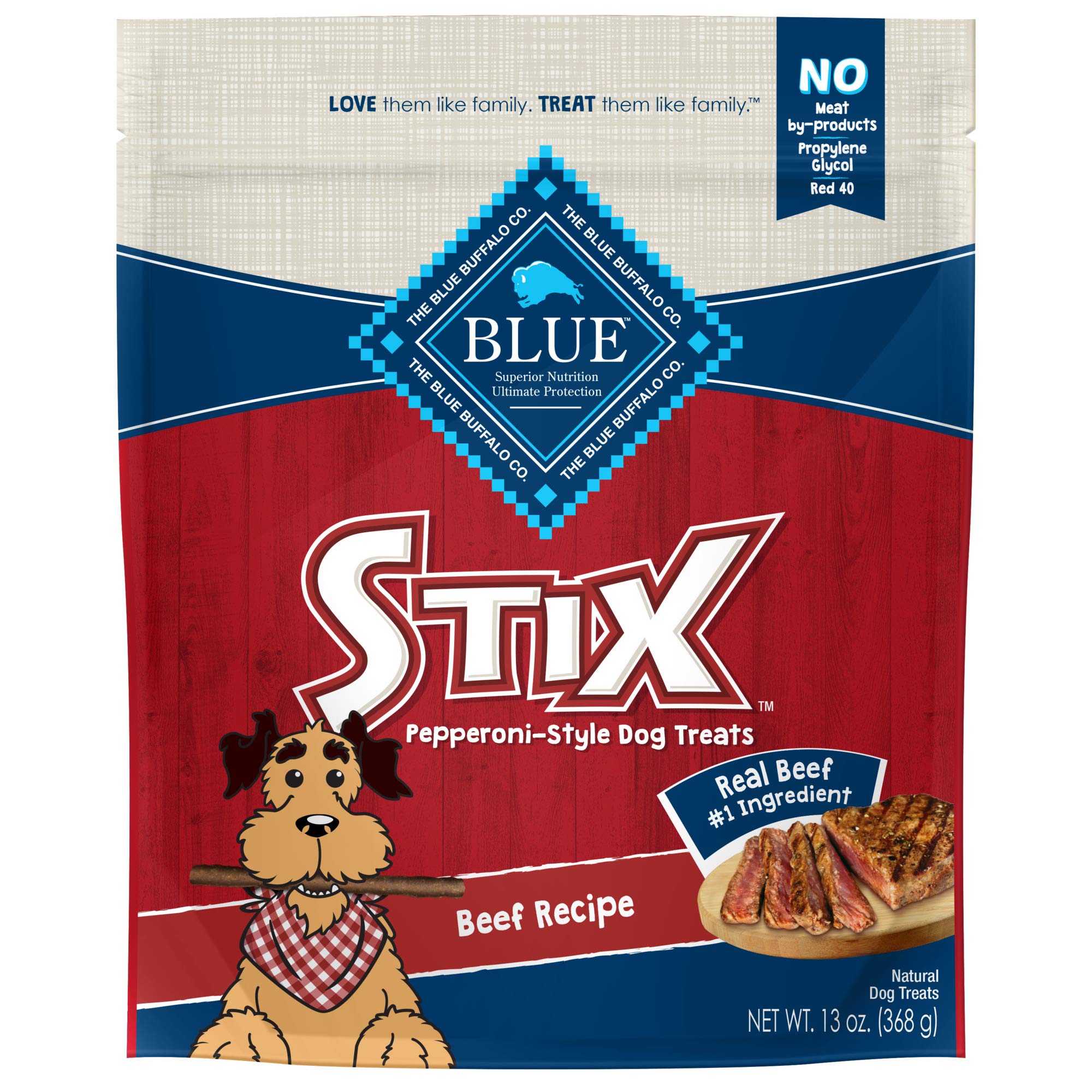 Blue Buffalo Stix Pepperoni-Style Dog Treats Made with Natural Ingredients, Beef Recipe, 13-oz Bag