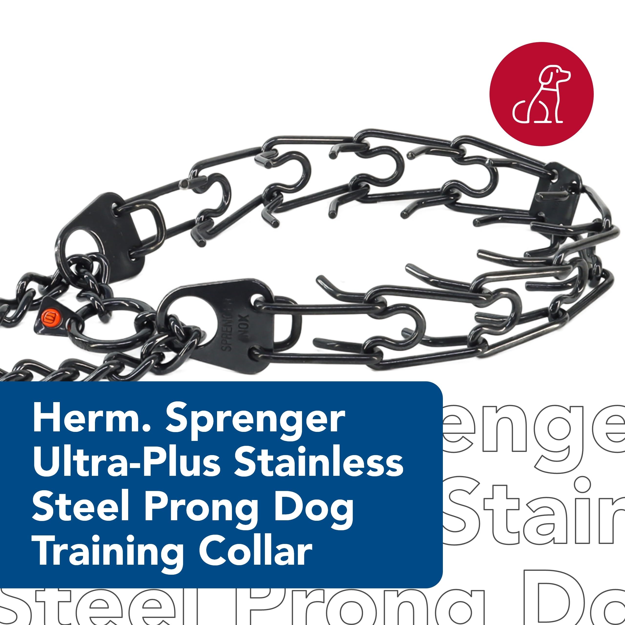 Herm Sprenger - Stainless Steel Ultra-Plus Prong Dog Training Collar - Black - 4 Mm X 20'' Neck Size; 25'' Chain Length