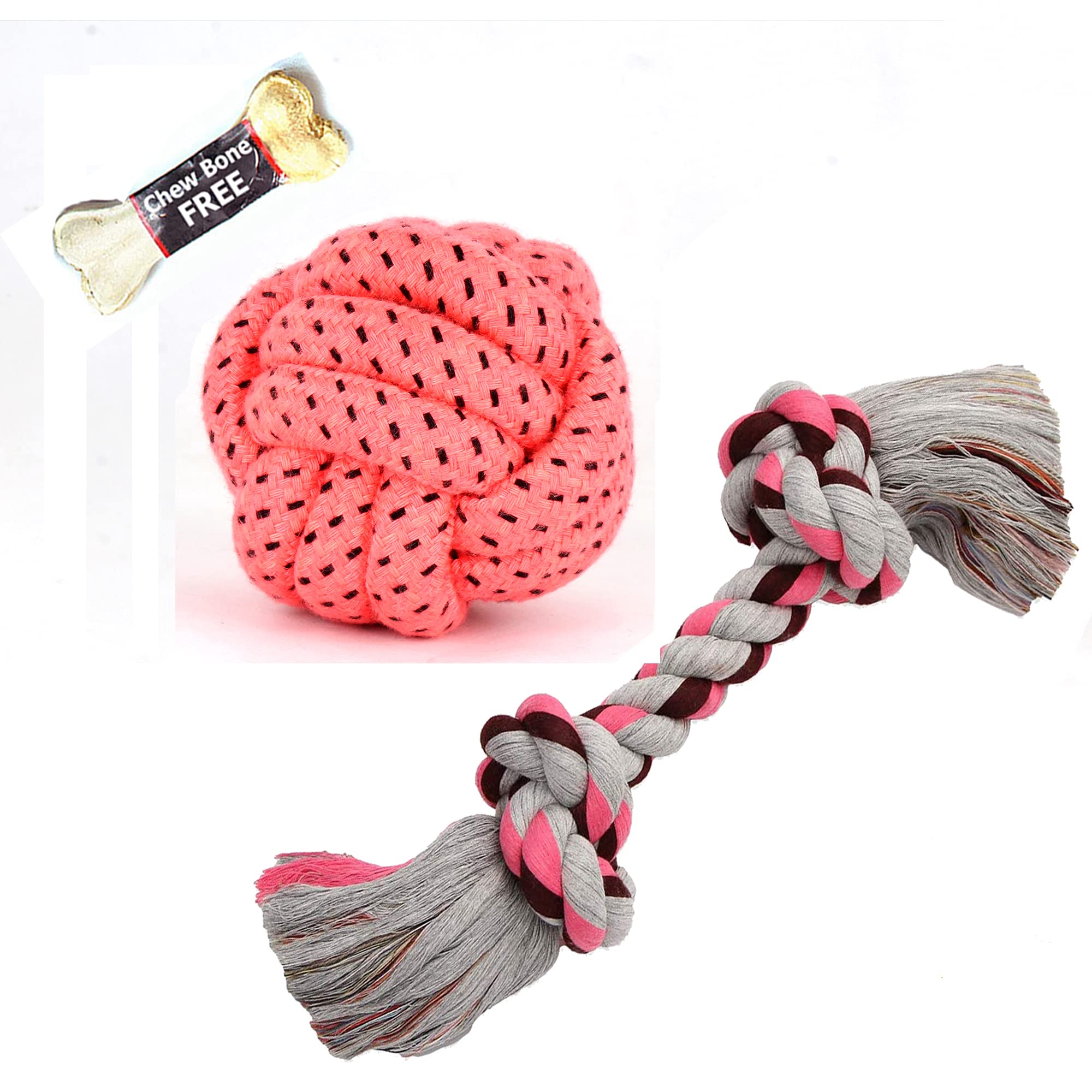 Black Dog Puppies And Dogs Chew Rope Toy For Small To Medium Dogs  Cotton Interactive Teething Playing With Chew Bone Free (3 I