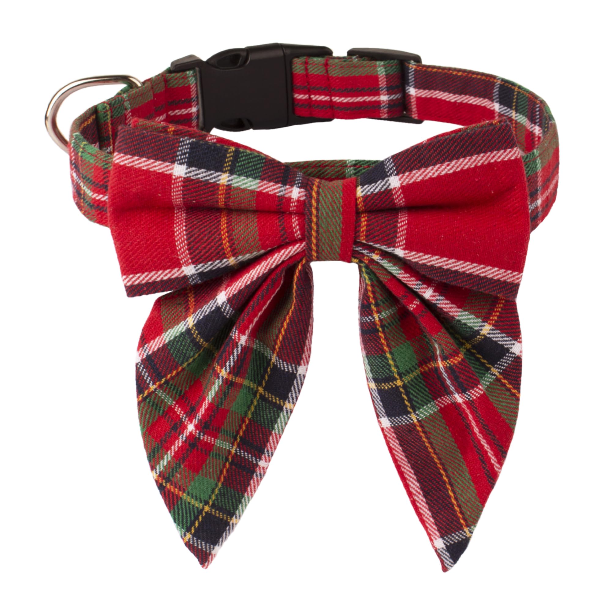 Adoggygo Christmas Dog Collar With Bow, Adjustable Cotton Red Green Plaid Bowtie Dog Christmas Collars For Small Medium Large Dogs Pets (Medium, Xmas)