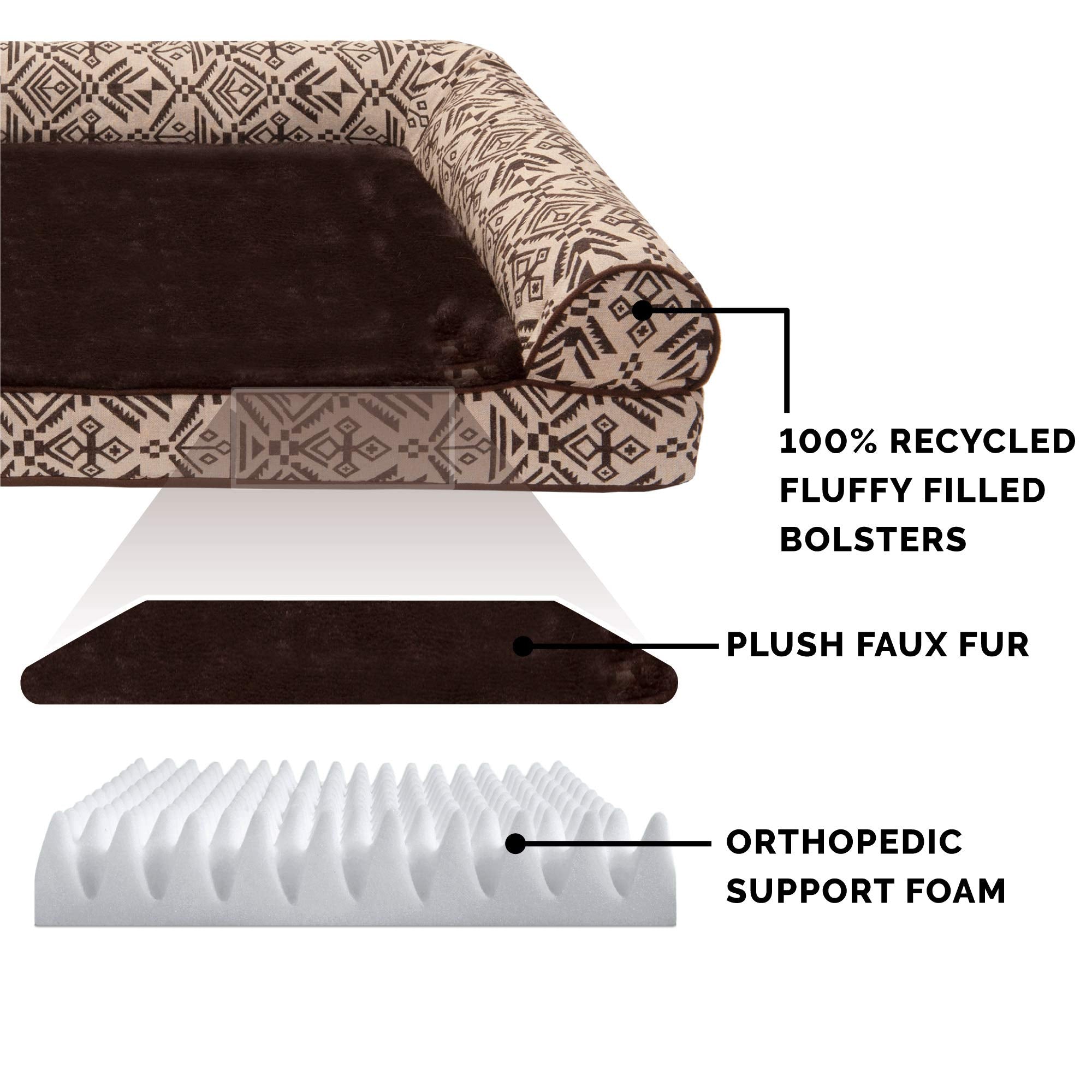Furhaven Soft, Orthopedic Foam Sofa Dog Bed With Washable & Removable Cover - Plush/Woven - Desert Brown, Dogs Up To 35 Lbs - Me
