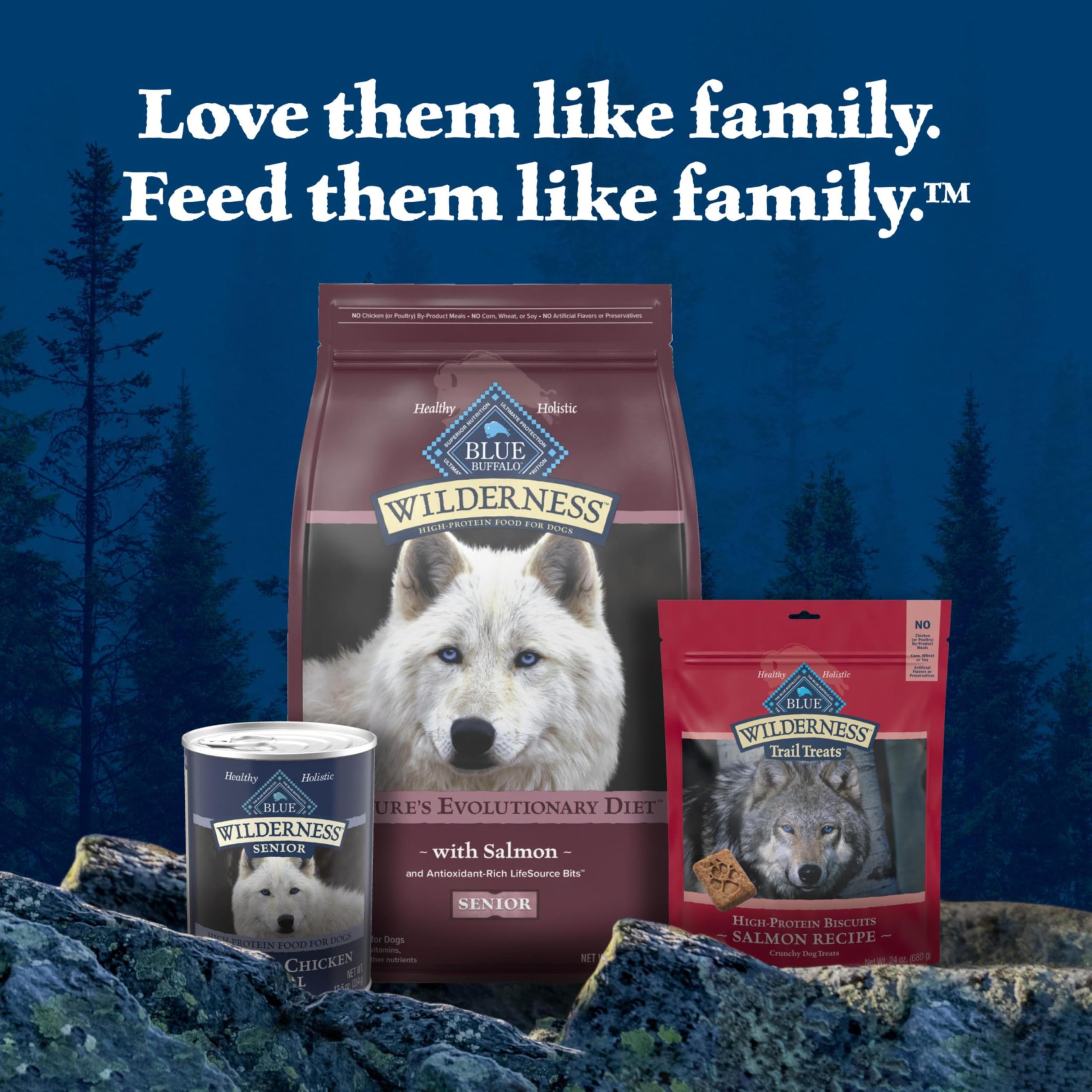Blue Buffalo Wilderness High-Protein Natural Dry Food for Senior Dogs, Salmon Recipe, 24-lb. Bag