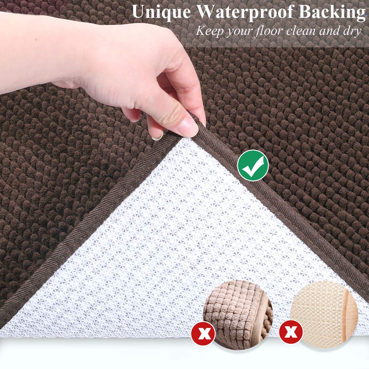Vivaglory Super Soft Microfiber Cat Litter Mat, 31'× 20' Large Cat Mat For Under Litter Box With Waterproof Back, Machine Washable, Brown