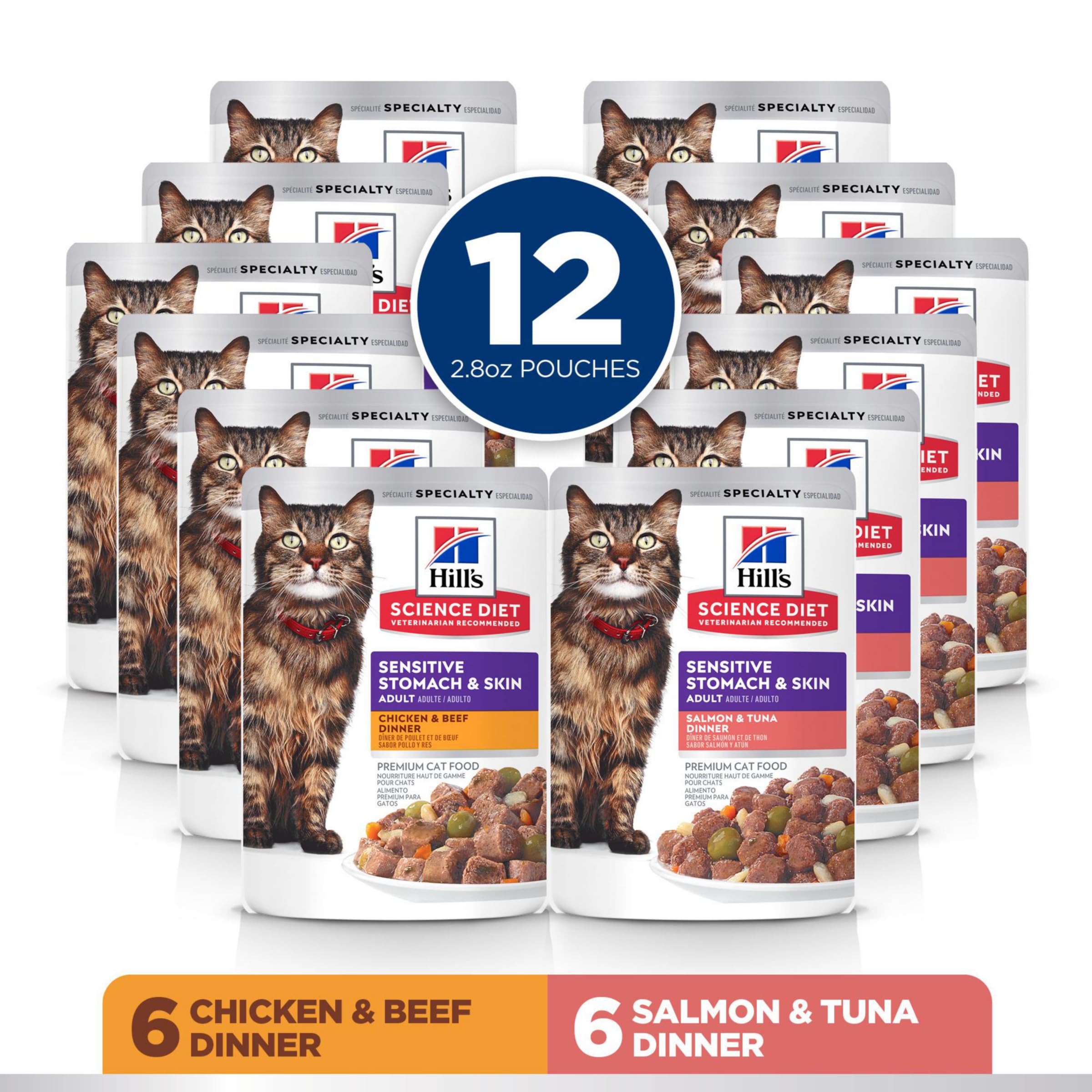 Hills Science Diet Sensitive Stomach & Skin, Adult 1-6, Stomach & Skin Sensitivity Support, Wet Cat Food, Variety Case: Chicken