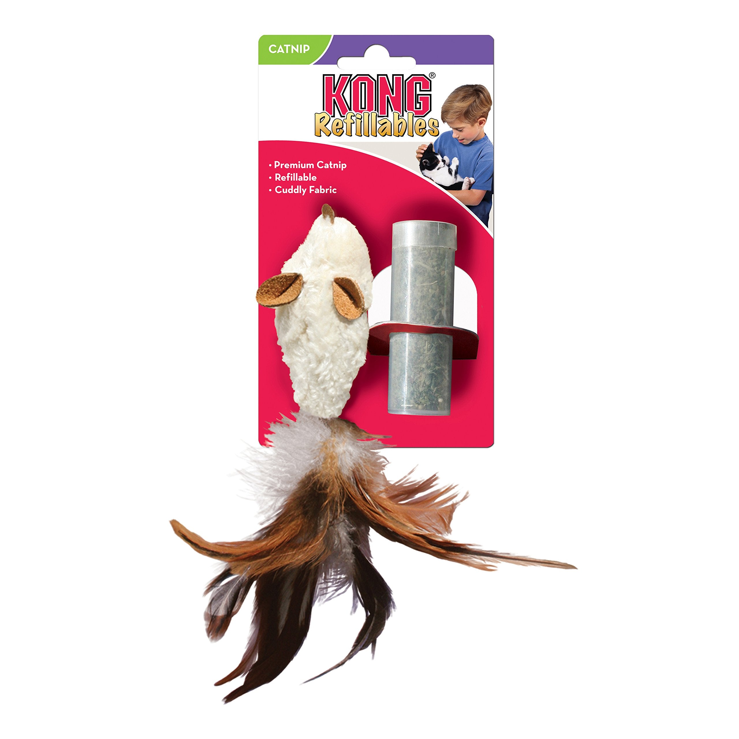 Kong Feather Mouse Catnip Toy (Colors Vary)