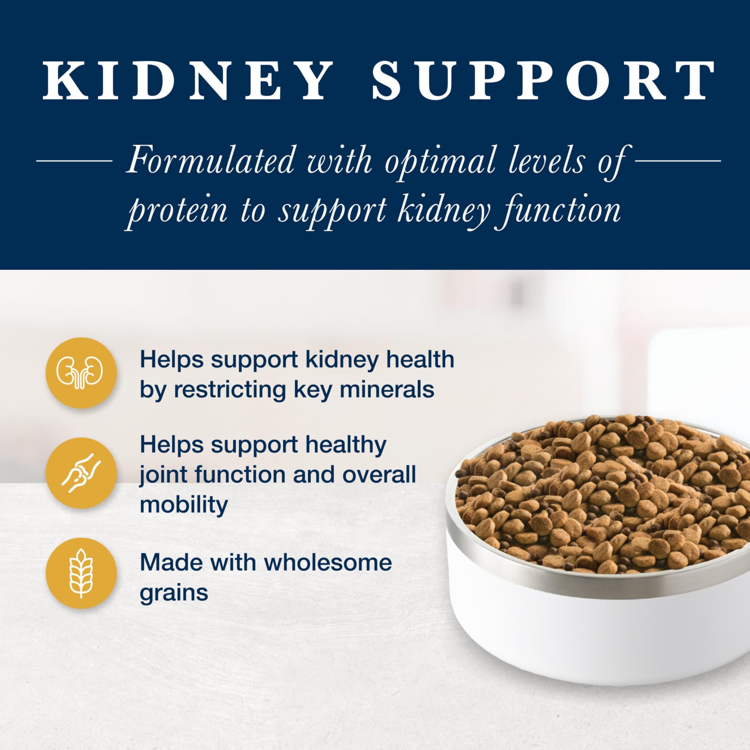 Blue Buffalo Natural Veterinary Diet K+M Dry Cat Food, Kidney + Mobility Support Formula, Veterinarian Prescription Required, Ch