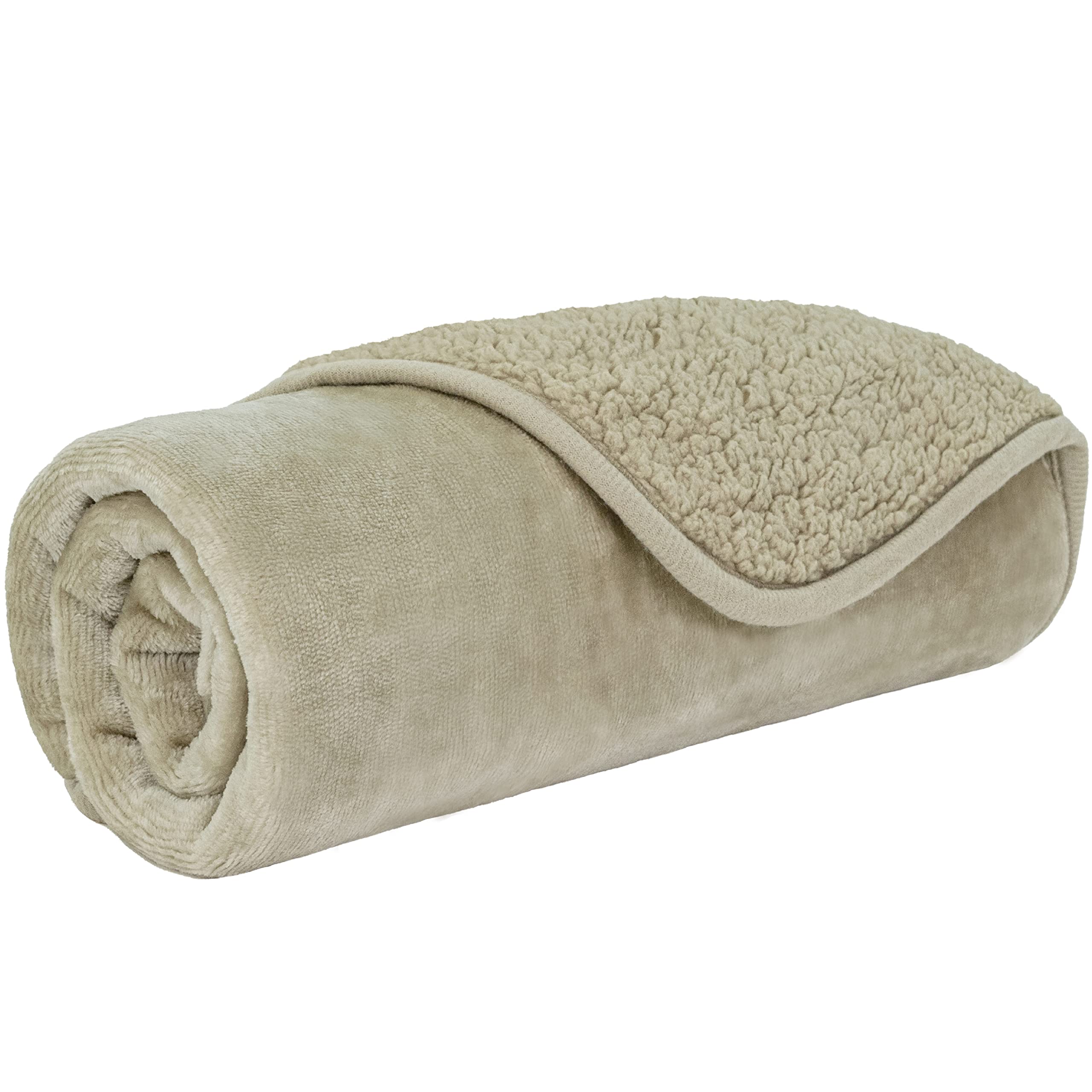 Petami Waterproof Dog Blanket For Small Medium Dogs, Pee Proof Pet Blanket Sherpa Fleece Couch Cover, Reversible Cat Throw Bed Sofa Protector, Soft Plush Washable Pad (Small 24X32, Taupe)