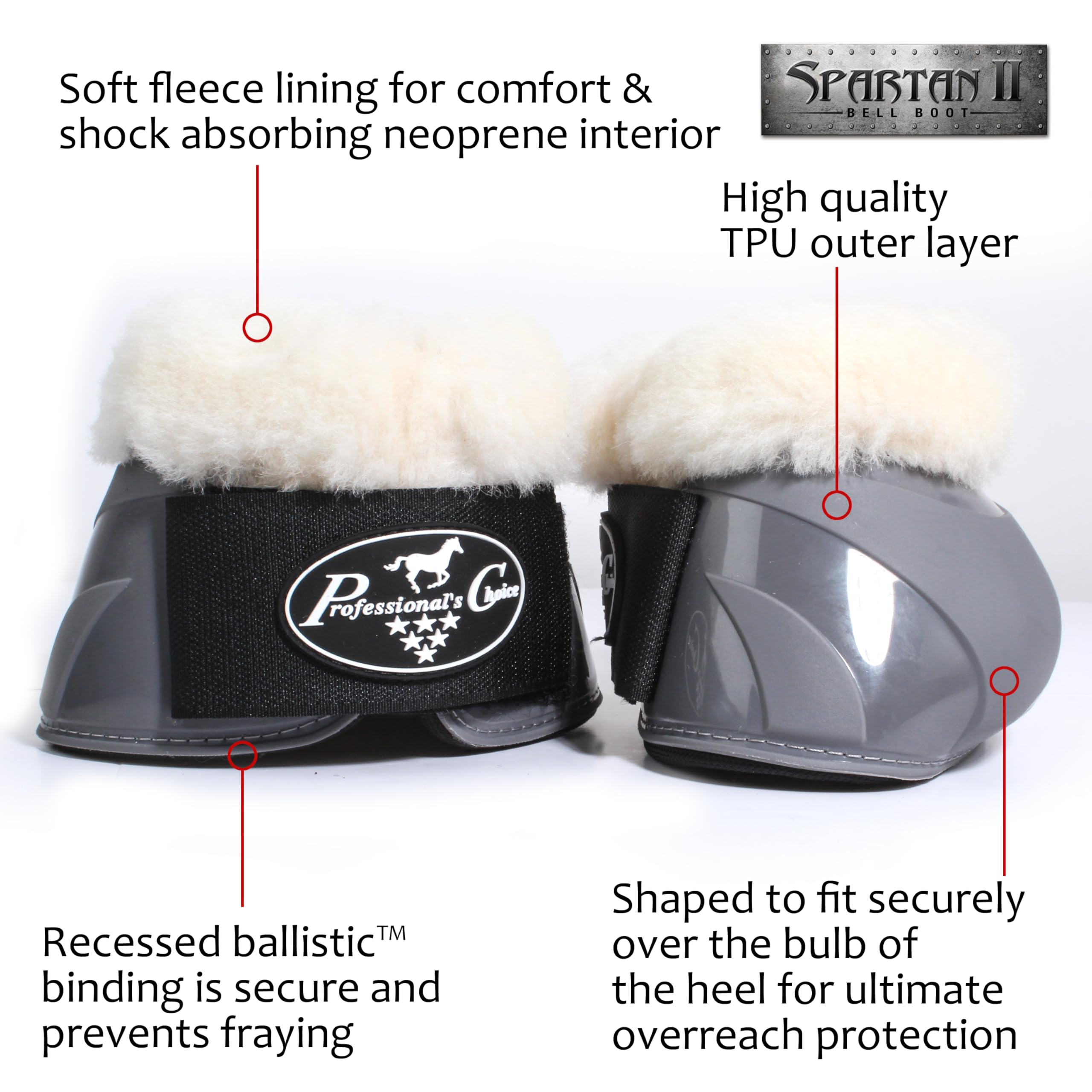 Professional'S Choice Spartan Ii Bell Boot With Fleece, Charcoal, Small