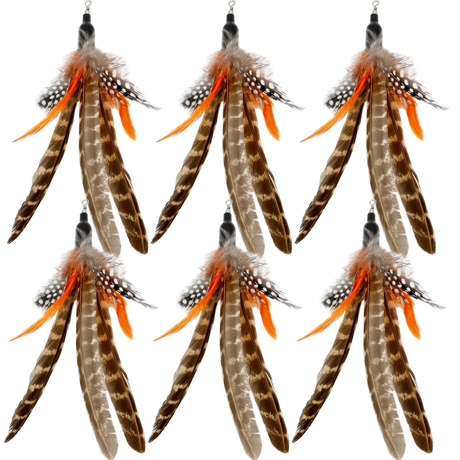 Tienailing Cat Feather Toys Refills, 6 Pieces Handmade Da Bird Feathers Refill, Cat Wand Replacement Feather For Indoor Cats (B)