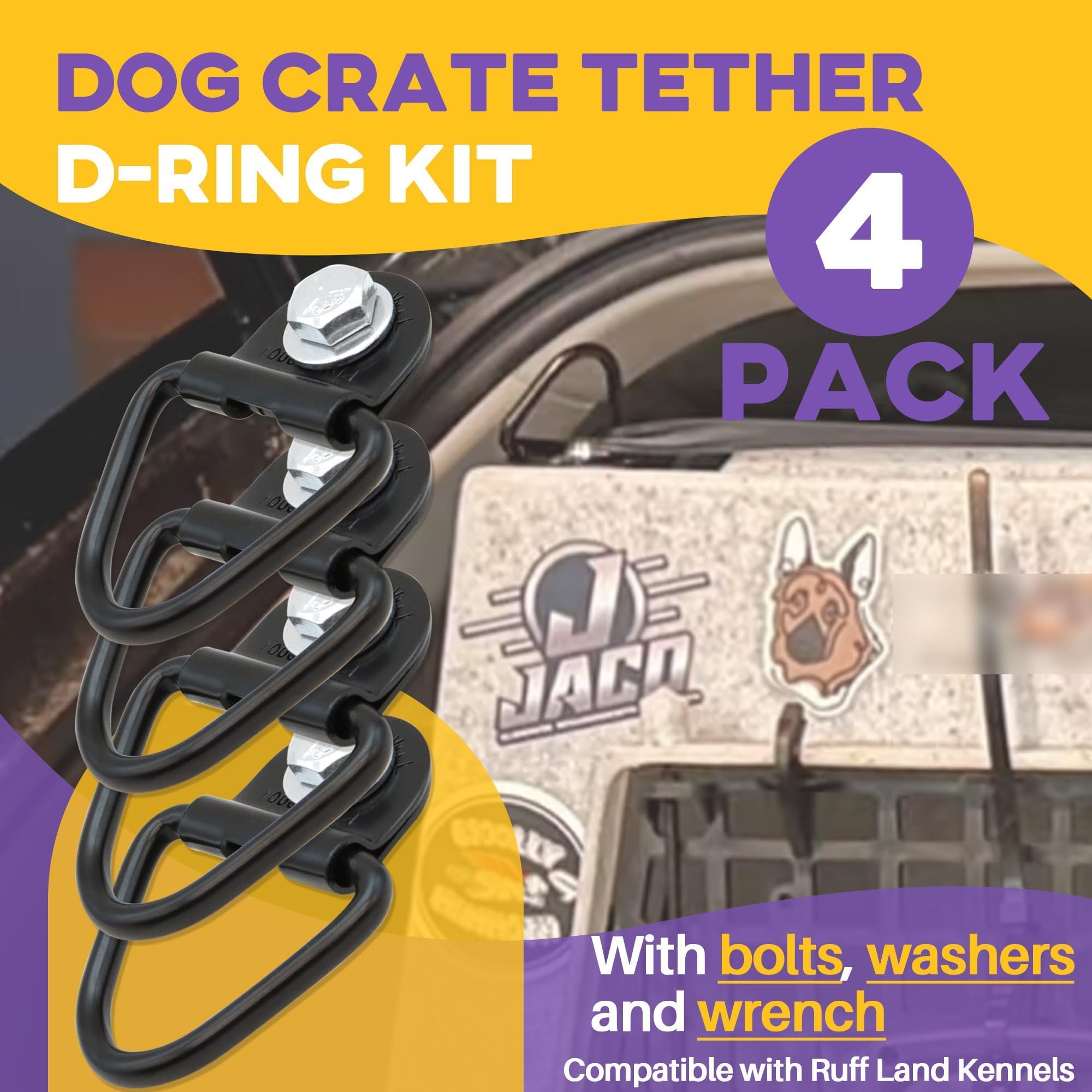 Terixe 4 Pack Tie Down Kit For Ruffland Kennel - Tie Down D-Ring Kit, 1000Lb Load Capacity, With Wrench - Easy Installation, Com