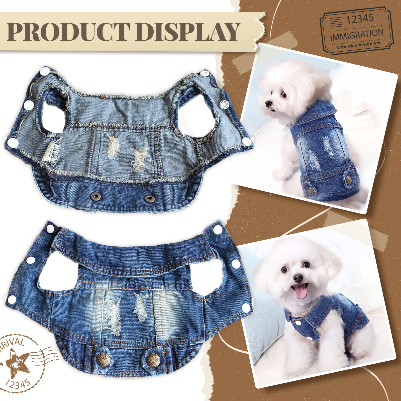 Doggyzstyle Cool Blue Dog Jean Jacket Small Pet Outfits Dog Clothes For Small Medium Dogs Cats Boys Girls Pet Vest Denim Coats Puppy Shirts Doggy Costume Clothing For Shih Tzu Chihuahua Yorkie Teacup