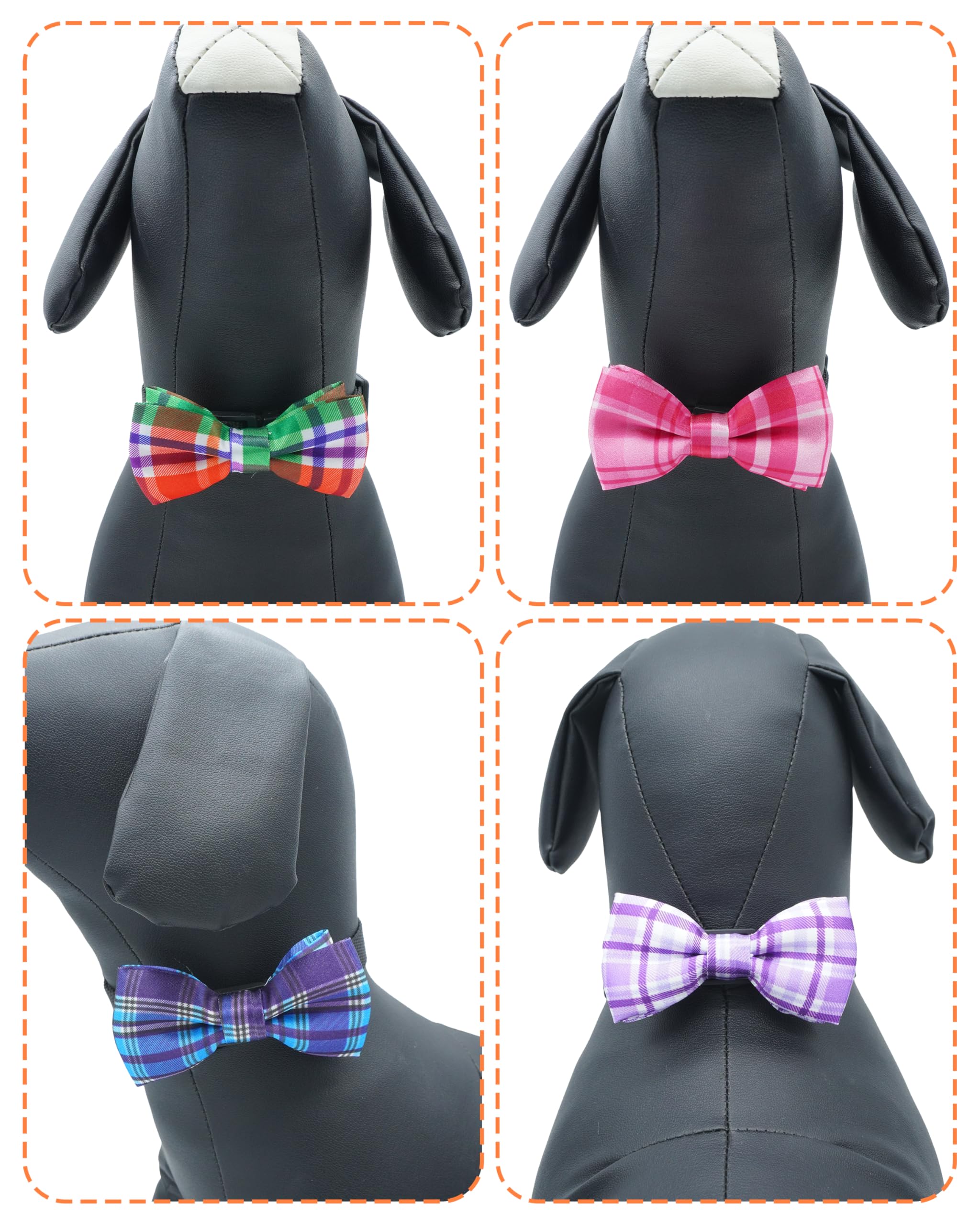 Pet Show 10 Pack Plaid Small Dog Bow Ties Sliding Collar Attachments Puppy Cats Classic Bowties For Medium Dogs Rainbow Bowknots