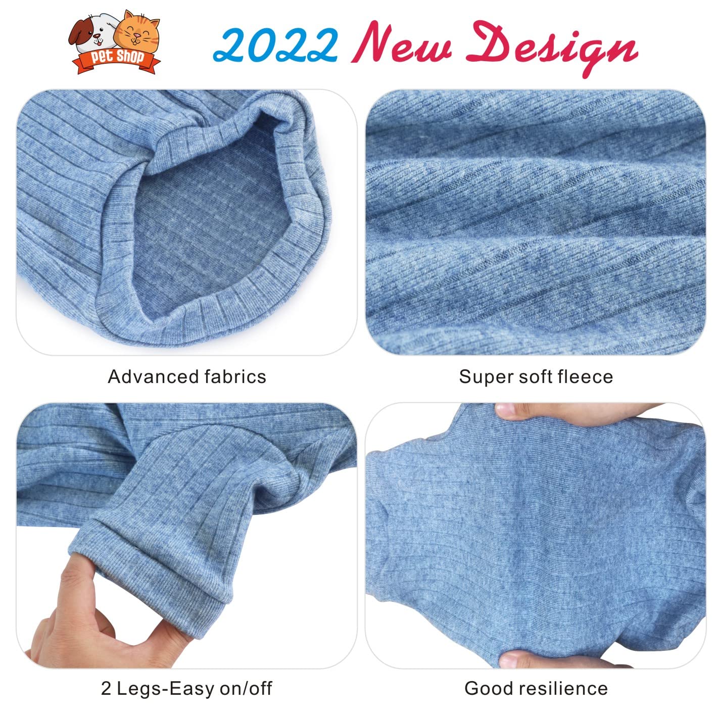 Idepet Sphynx Hairless Cats Sweater Shirt Kitten Soft Puppy Clothes Pullover Cute Cat Pajamas Jumpsuit Skin-Friendly Cotton Apparel Pet Winter Turtleneck For Cats And Small Dogs(X-Large, Blue)