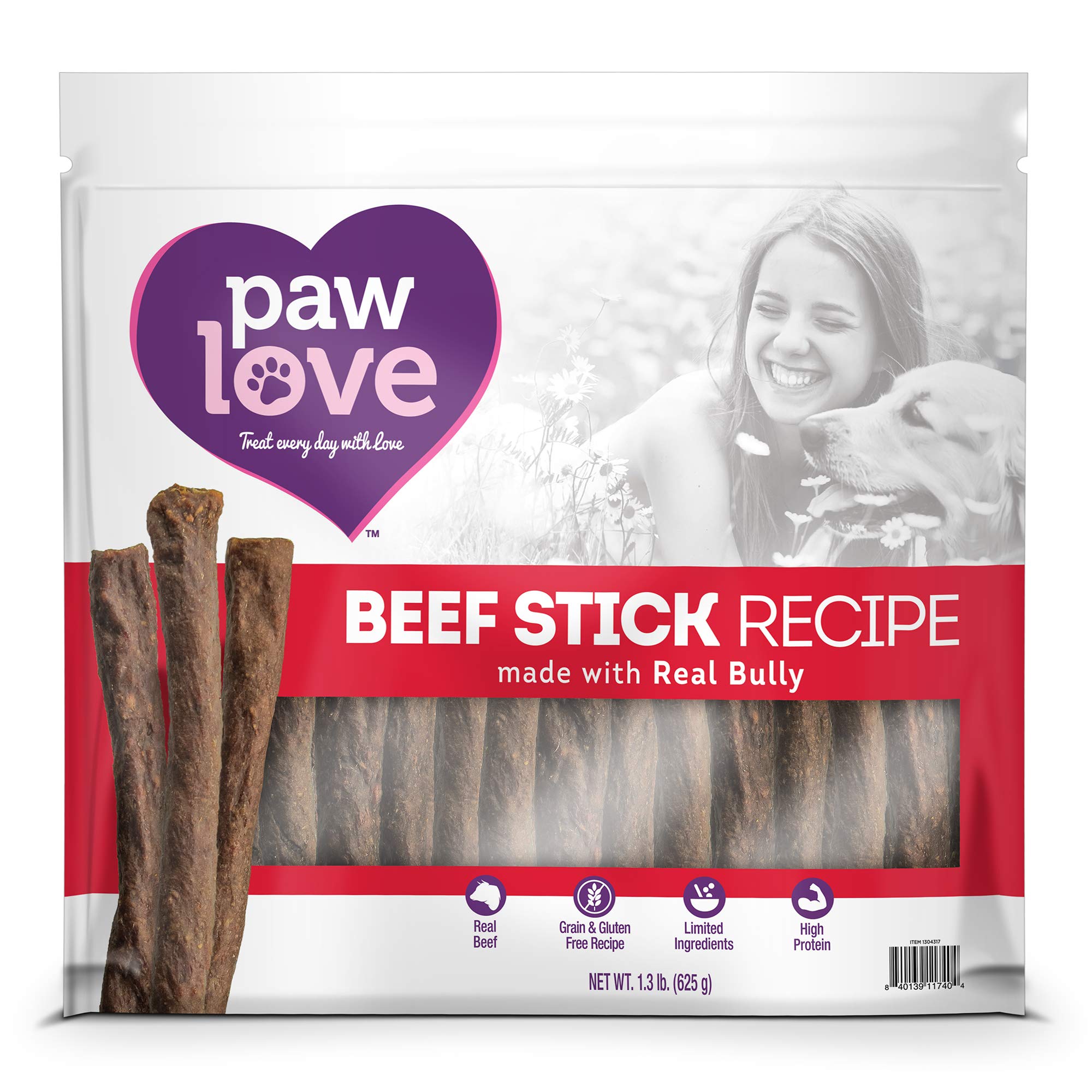 PawLove Quick and Crunchy Gourmet Beef Sticks - Small 1.3 lb (Pack of 1) - Light, Airy, High-Protein, Grain-Free, Great for One 