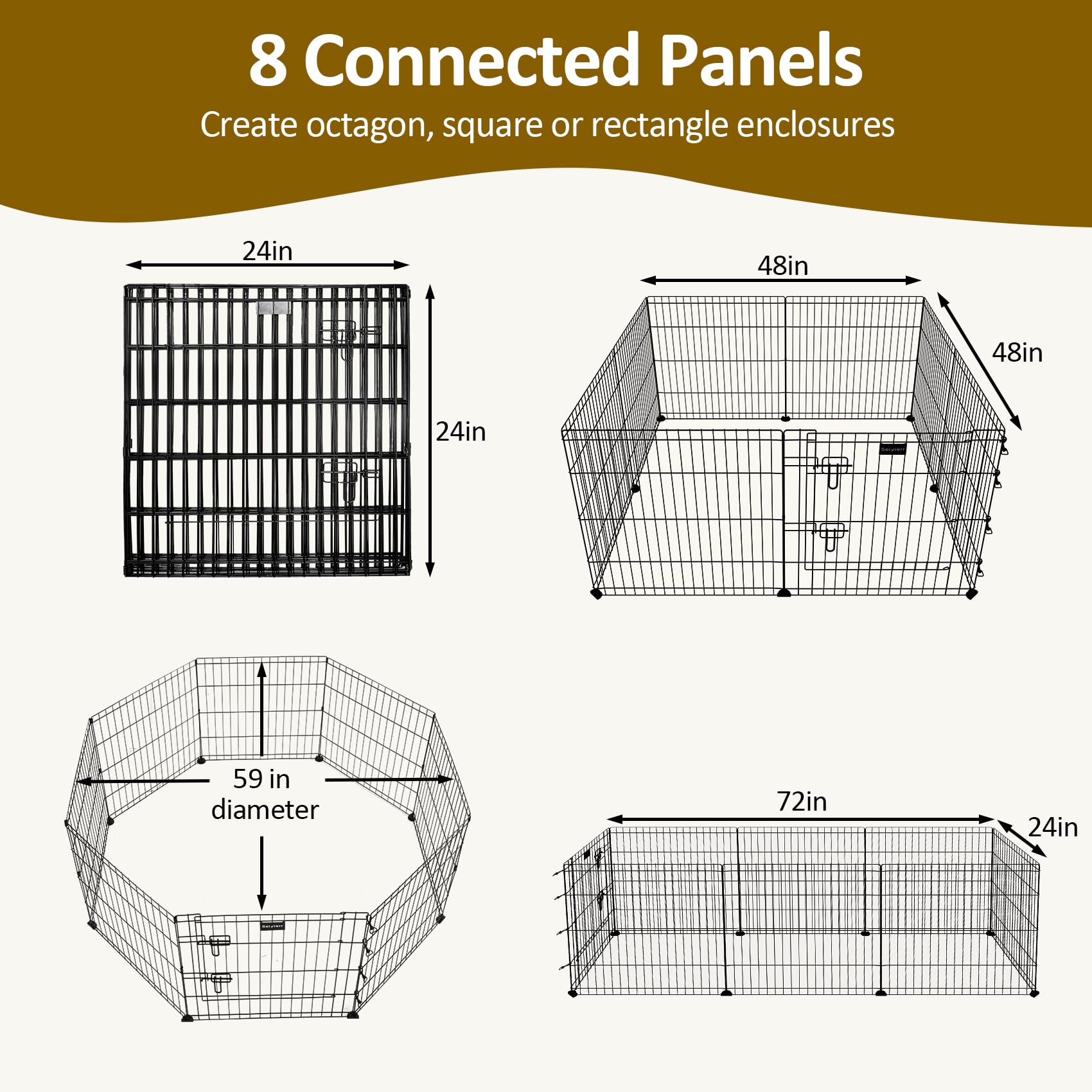 Seiyierr Metal Dog Fence For Camping, Foldable Cat Exercise Pens With Doors, Pet Playpen Puppy Play Pen Indoors Outdoors Tempora