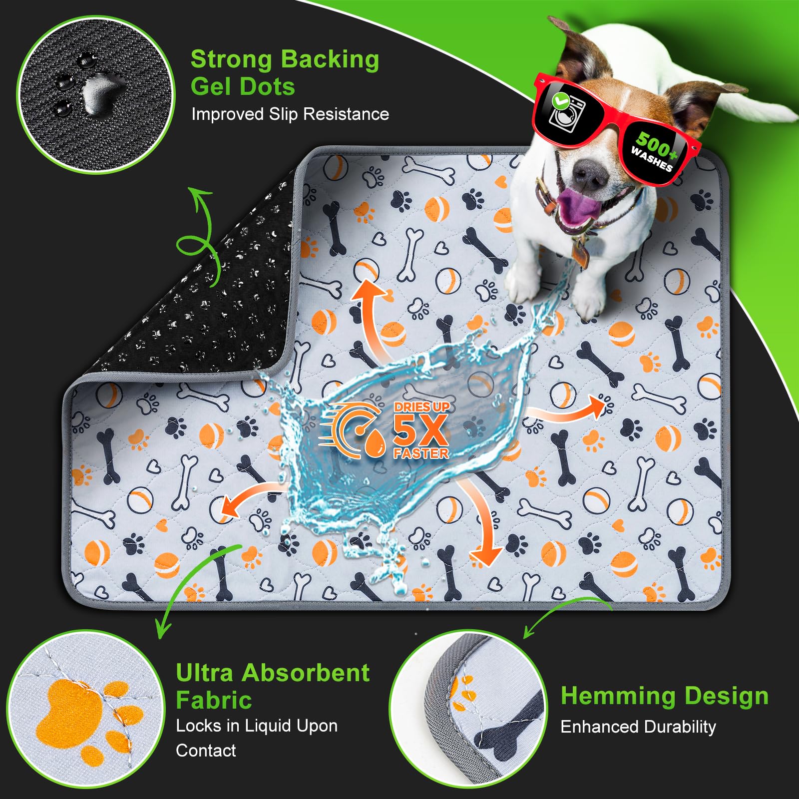 Hompet Dog Grass Pad With Tray Large, 29''X20.5'', 2 Reusable Artificial Turf For Dogs Potty, Waterproof Non-Slip Washable Pee P