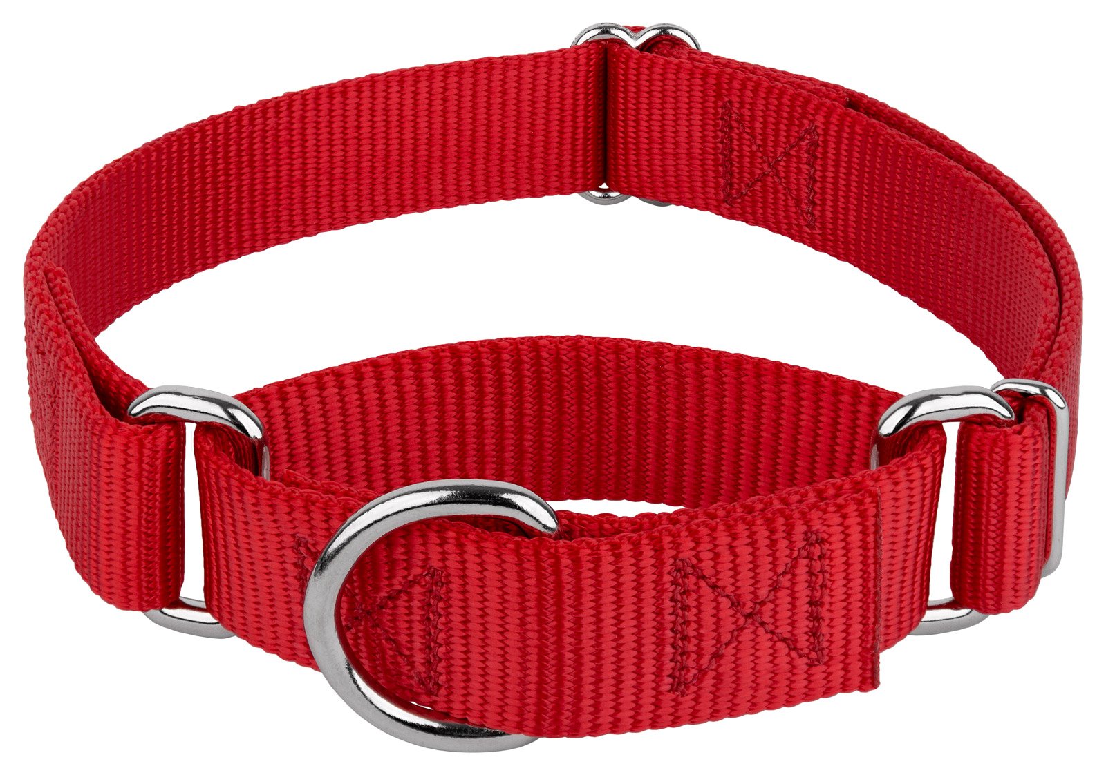 Country Brook Petz - Red Martingale Heavy Duty Nylon Dog Collar - 21 Vibrant Color Options (3/8 Inch Width, Micro)