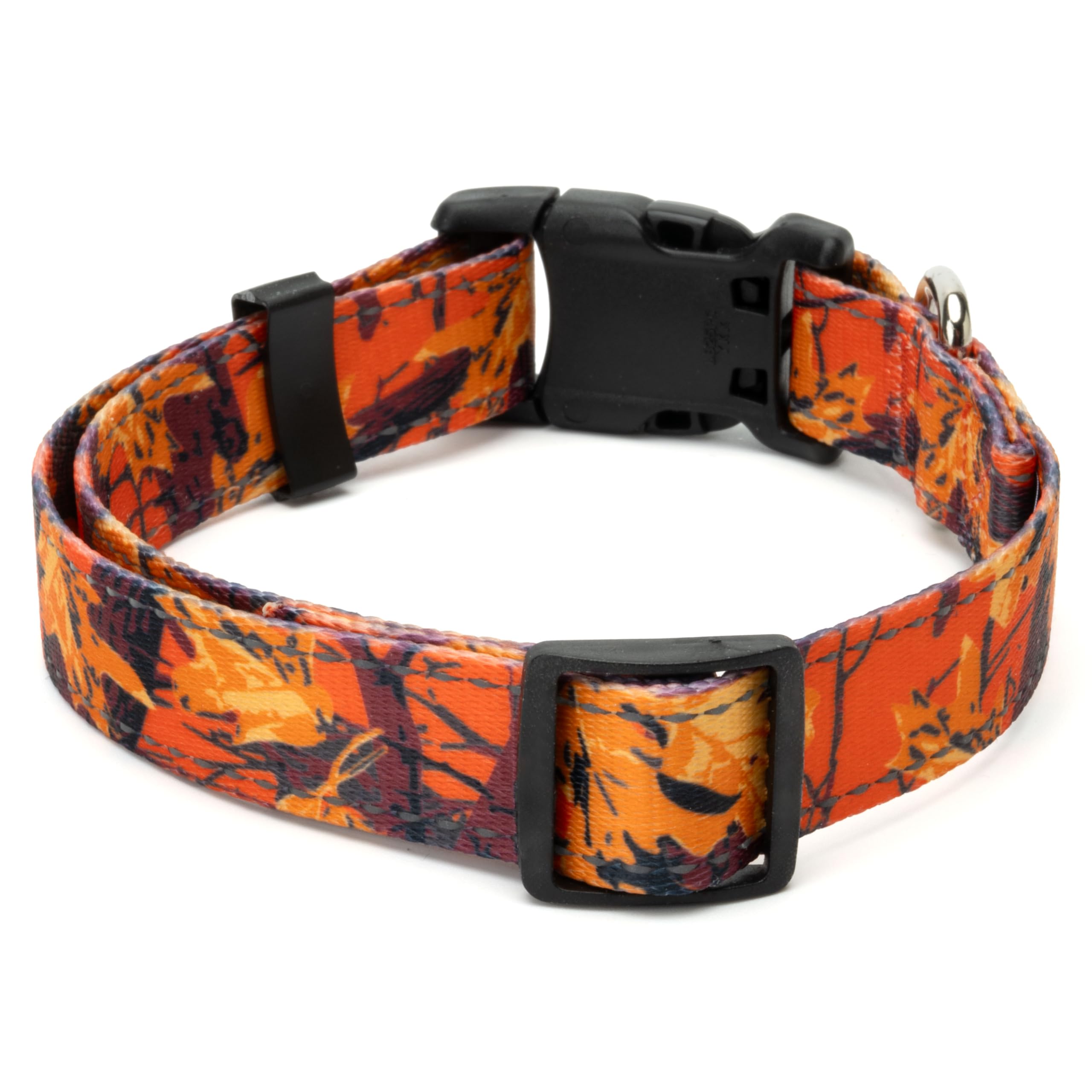 Country Brook Petz - Deluxe Orange Sunset Camo Reflective Dog Collar - Critter Corner Collection Featuring Night Safe Designs (1