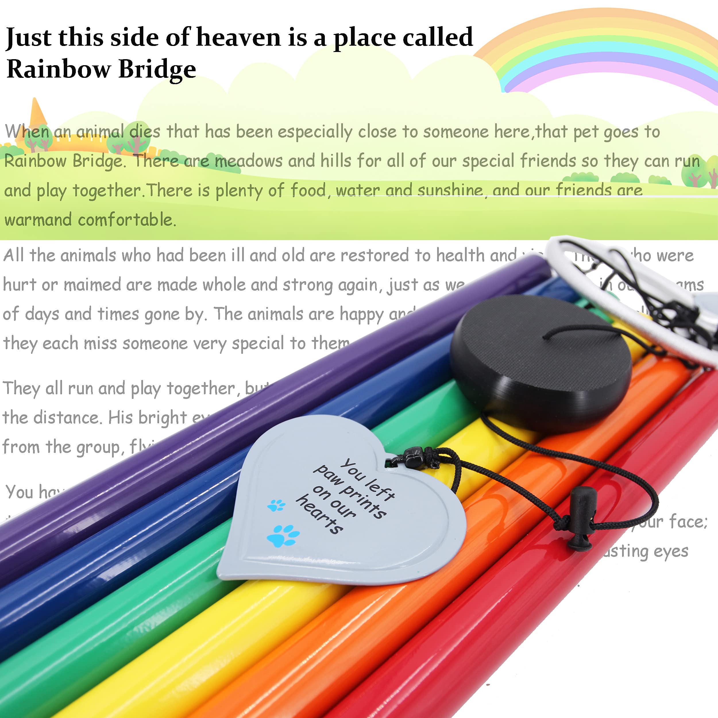 Pet Memorial Wind Chimes Rainbow Bridge,36 Inch Rainbow Bridge Pet Remembrance Wind Chimes For Loss Of Dog Cat,Pet Memorial Wind
