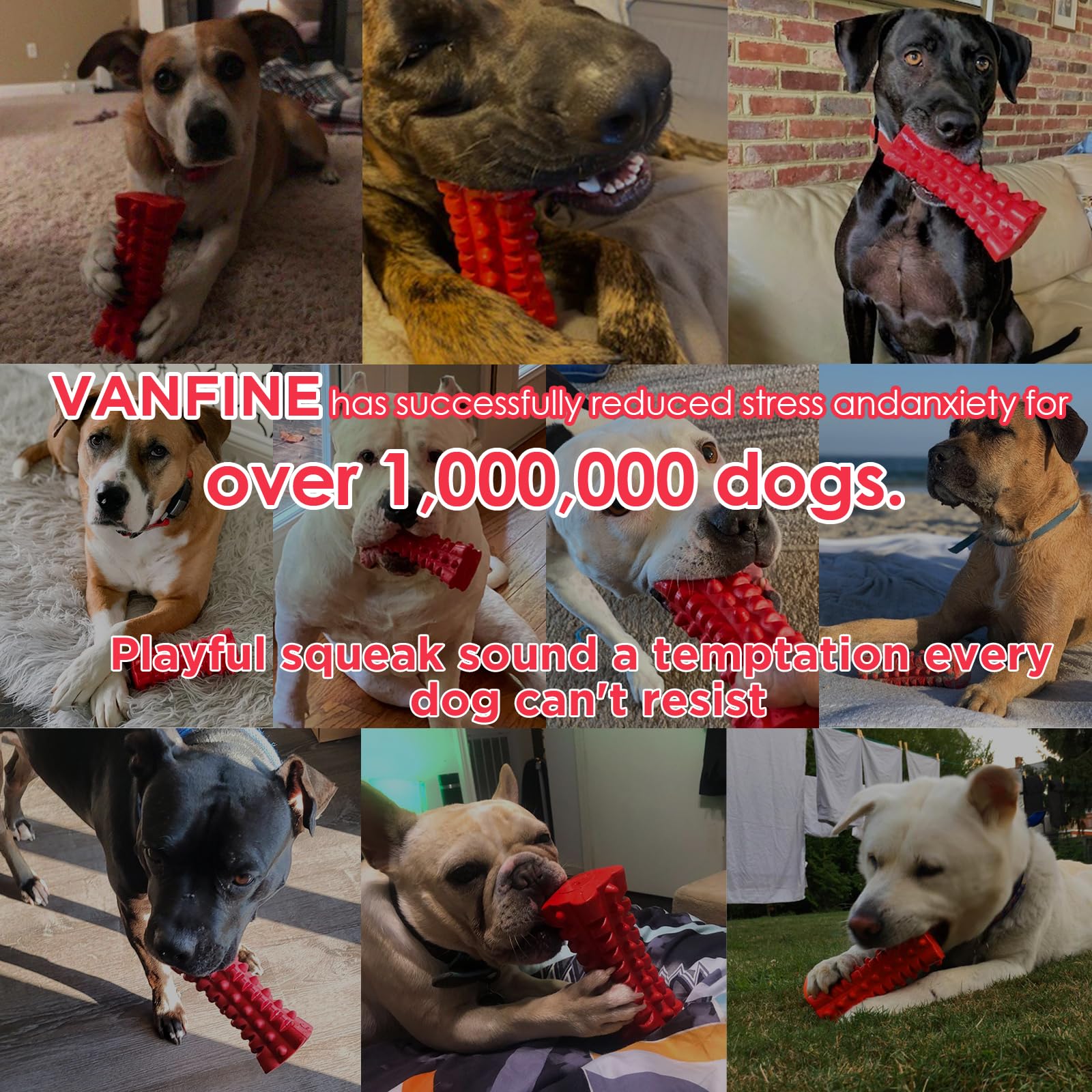 Vanfine Indestructible Squeaky Dog Toy – Tough Rubber Chew Toy For Aggressive Large Dogs, Durable And Safe For Interactive Play