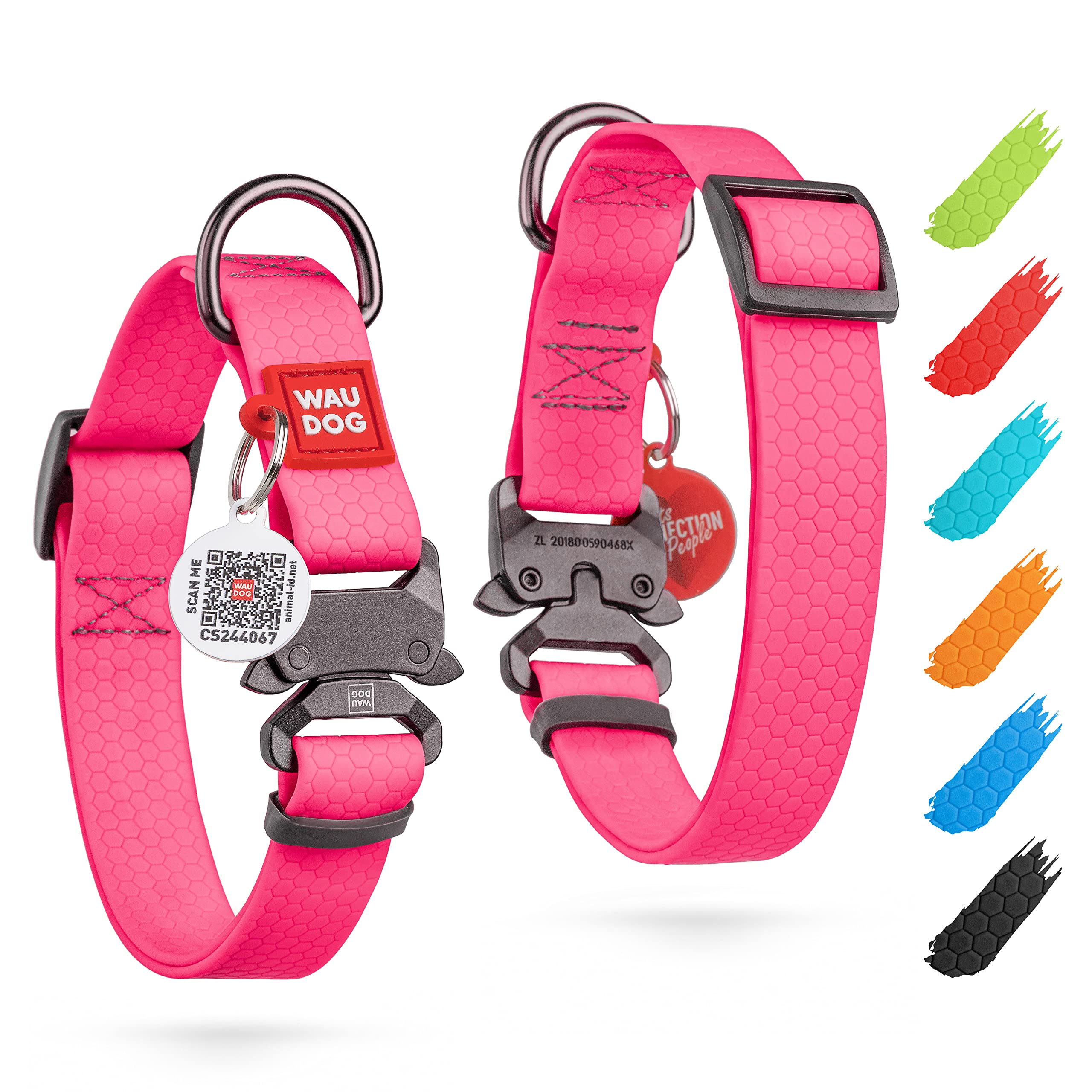 Waudog Waterproof Dog Collar - Adjustable Dog Collar For Large Dogs, Small And Medium Dogs - Heavy Duty Dog Collars With Durable