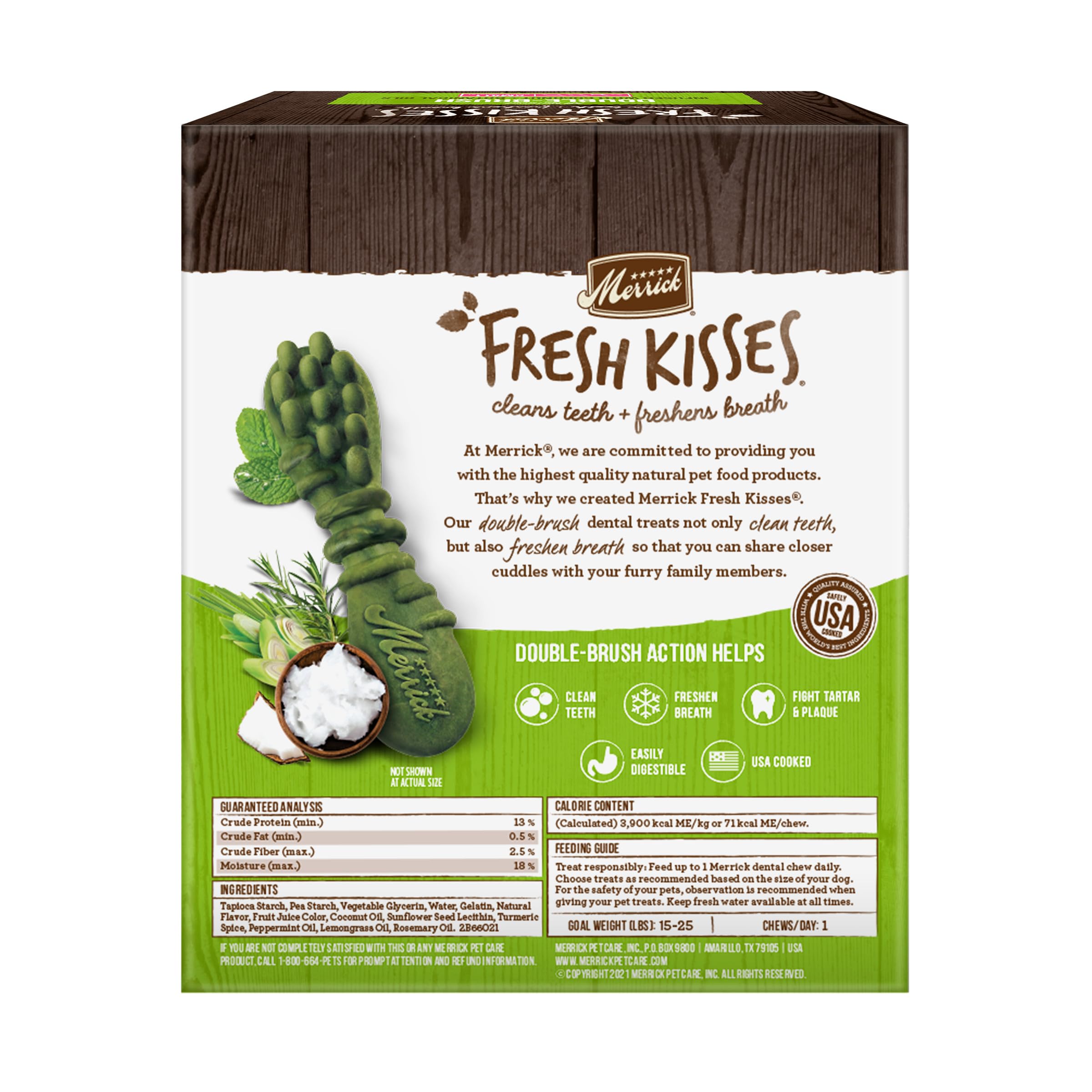 Merrick Fresh Kisses Natural Dental Chews Infused With Coconut And Botanical Oils For Small Dogs 15-25 Lbs - 36 ct. Box