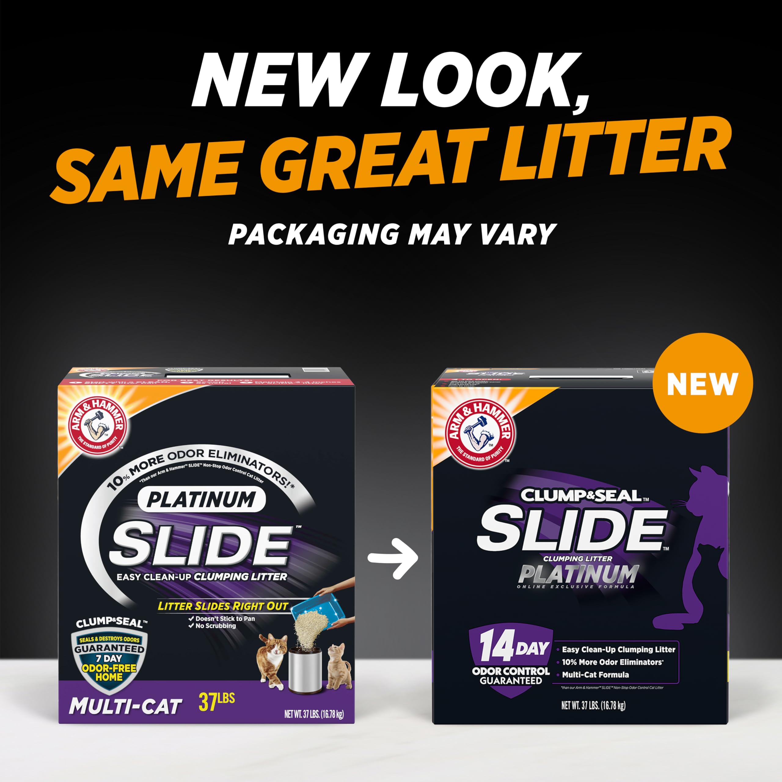 Arm & Hammer Platinum Slide Easy Clean, Clumping Litter, Multi-Cat, 37 Lbs
