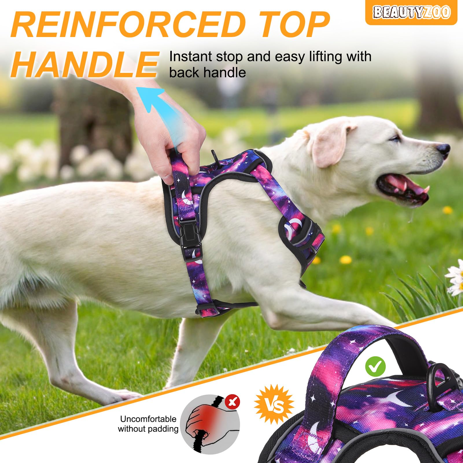 Beautyzoo No Pull Dog Harness Small, Adjustable Dog Harness And Leash Set -Easy Wearing With 3 Buckles/Control Handle,No Choke S