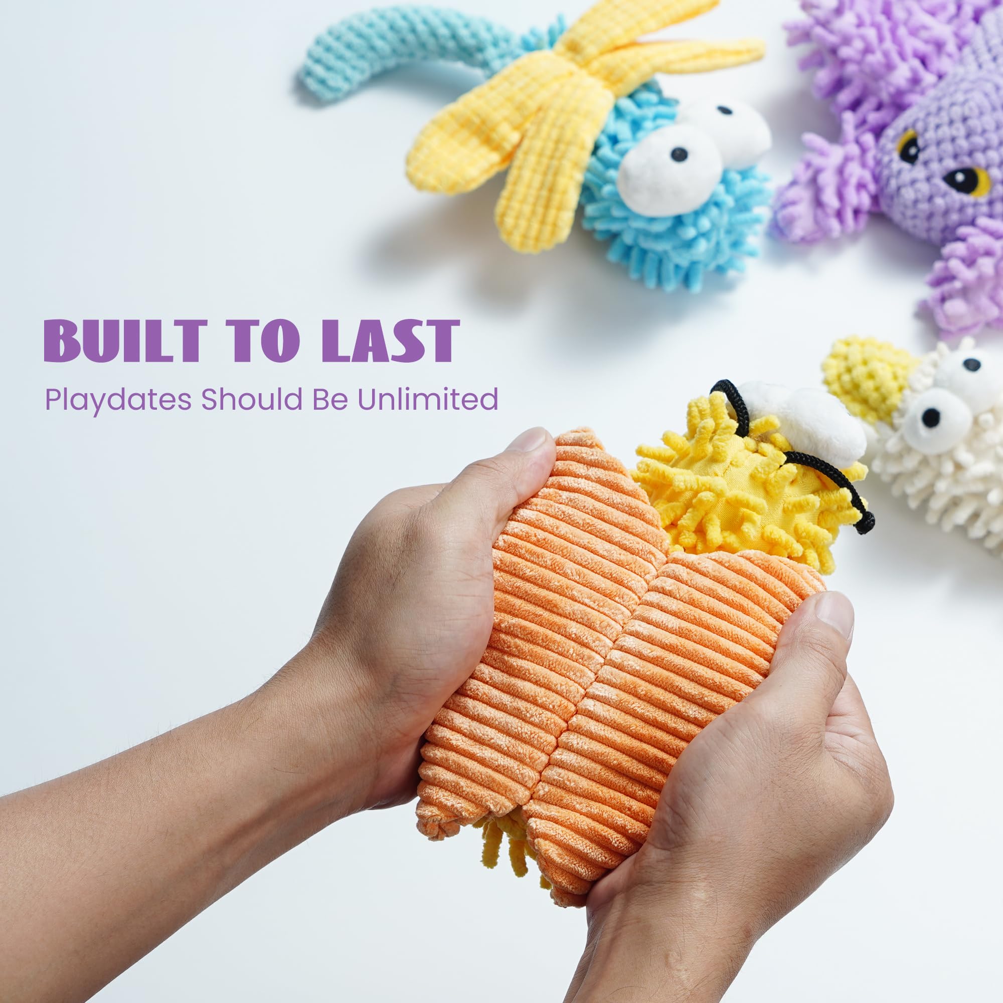 Nocciola Small Medium Large Dog Toys, Cute Soft Squeaky Crinkle Plush Stuffed Durable Pet Teething Animal Chew Toys For Small To