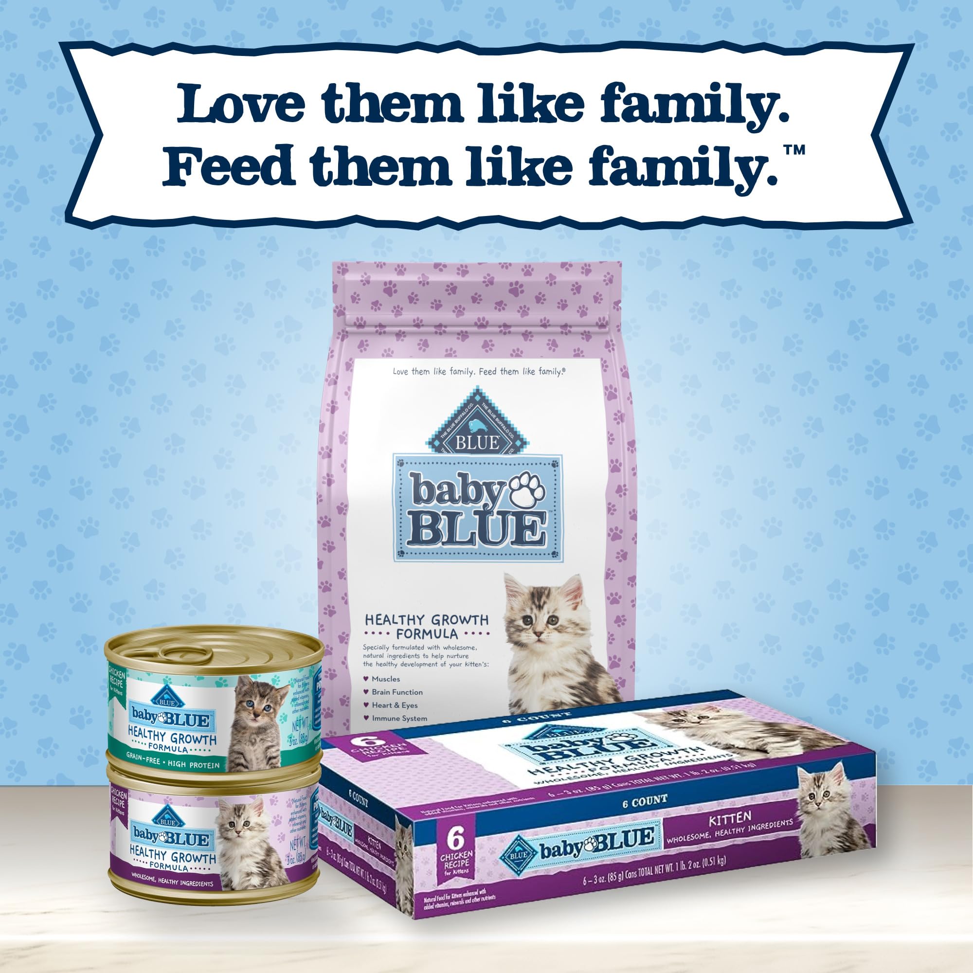 Blue Buffalo Baby BLUE Natural Kitten Wet Cat Food, Healthy Growth Formula with DHA, Chicken Recipe Multi-Pack, 3-oz. Cans (6 Co