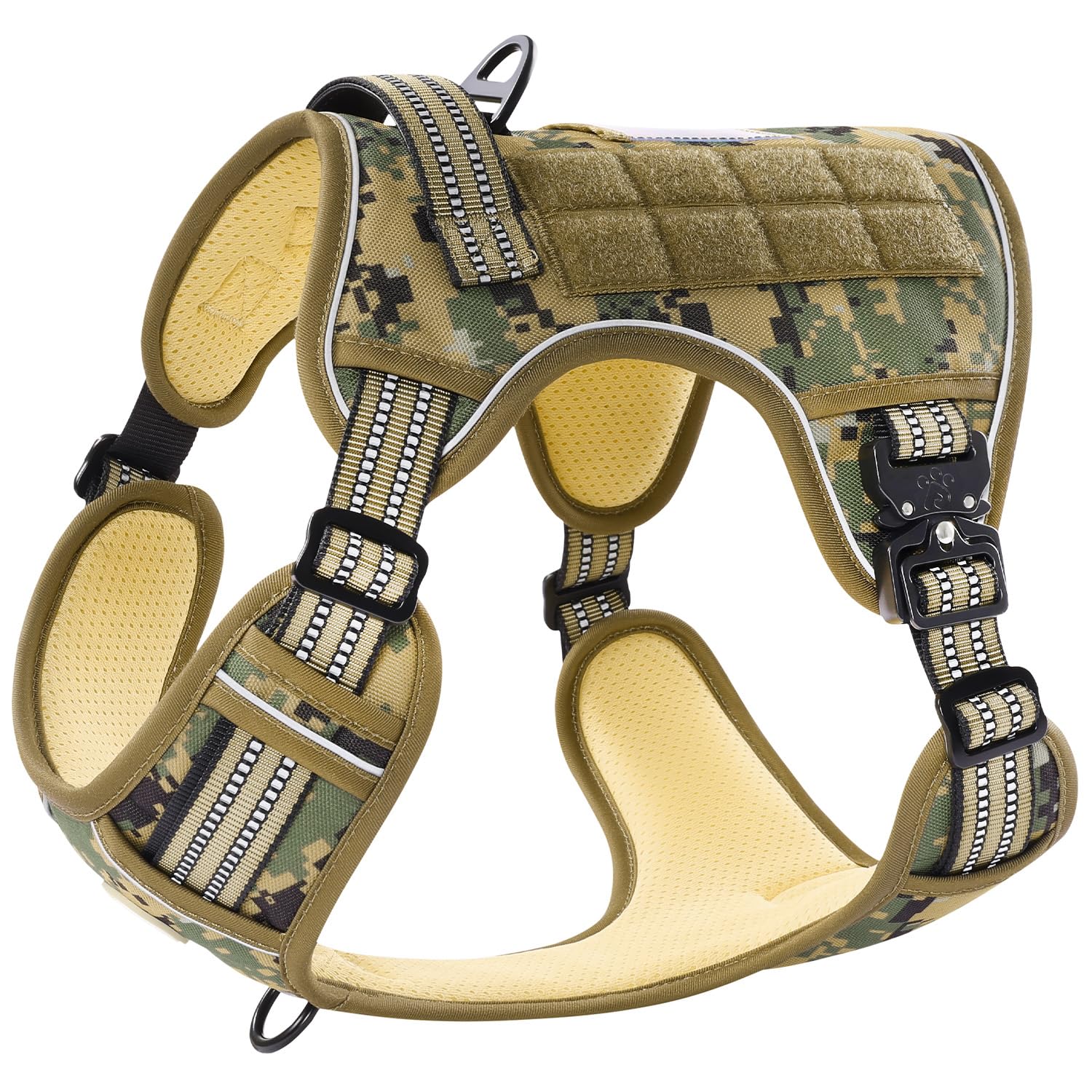 Pawspassion Tactical Dog Harness For X-Large Dogs, Chew-Proof Metal Hardware, Heavy Duty No Pull Dog Harness, Reflective Strips,
