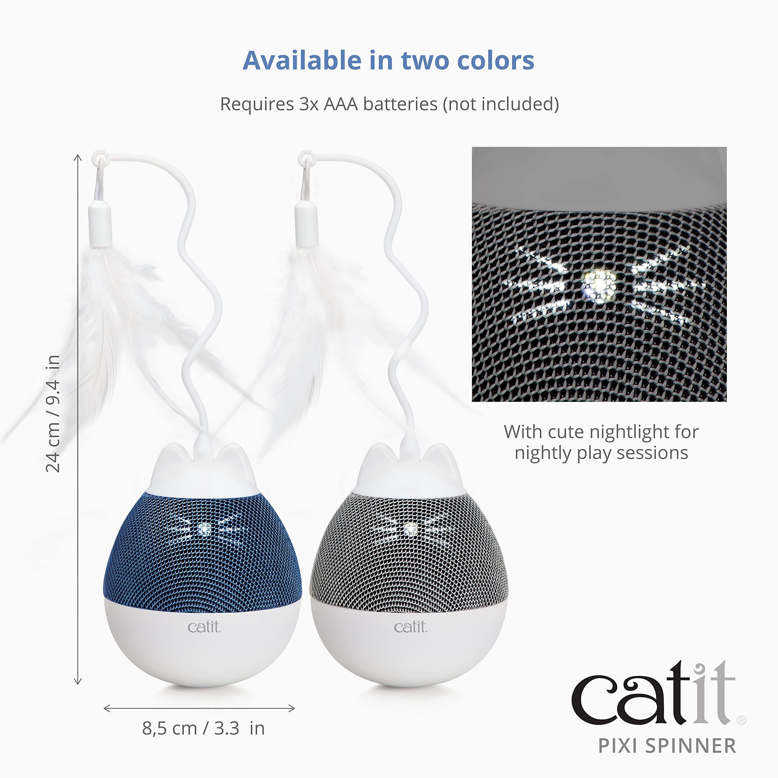 Catit PIXI Spinner, Treat Dispensing Cat Toy, Silver