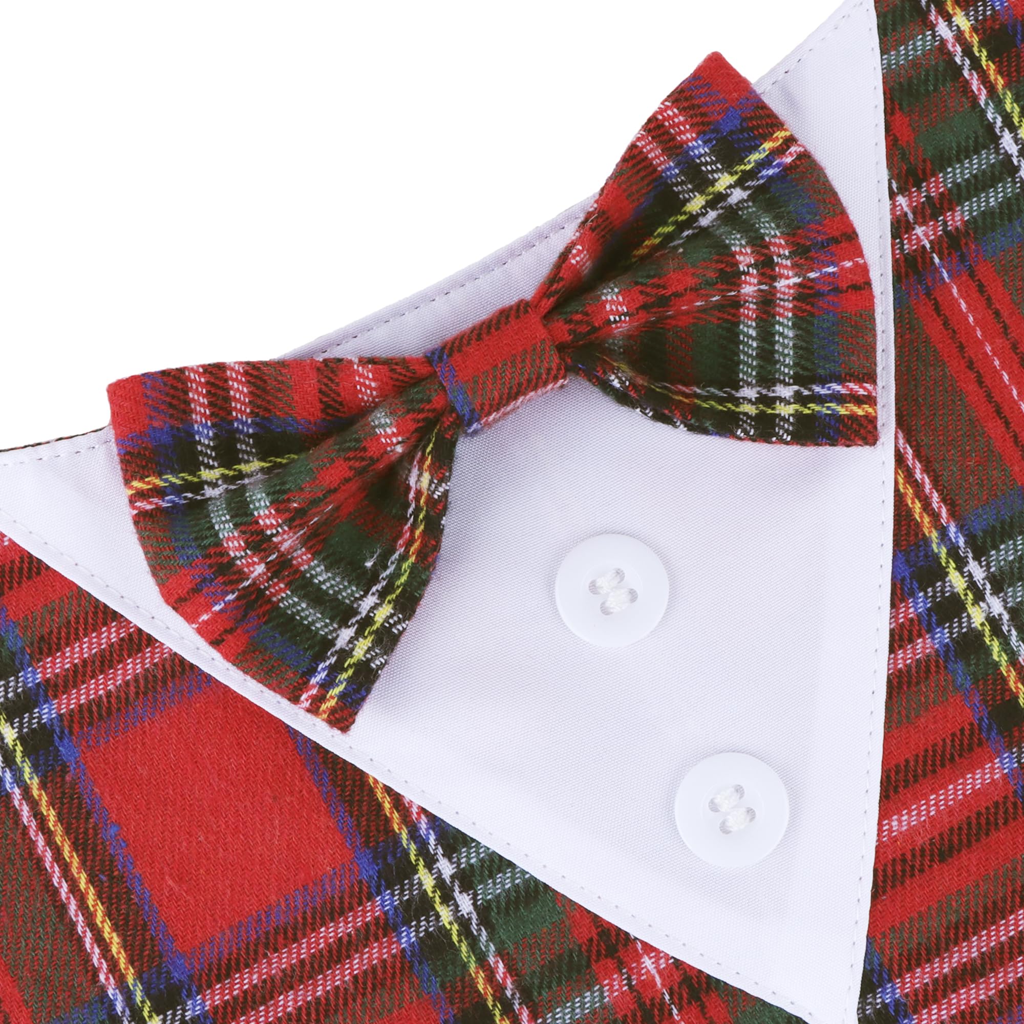 Adoggygo Christmas Dog Tuxedo Bandana, Red Plaid Pet Chritstmas Collar With Bowtie, Adjustable Christmas Costume For Large Dogs