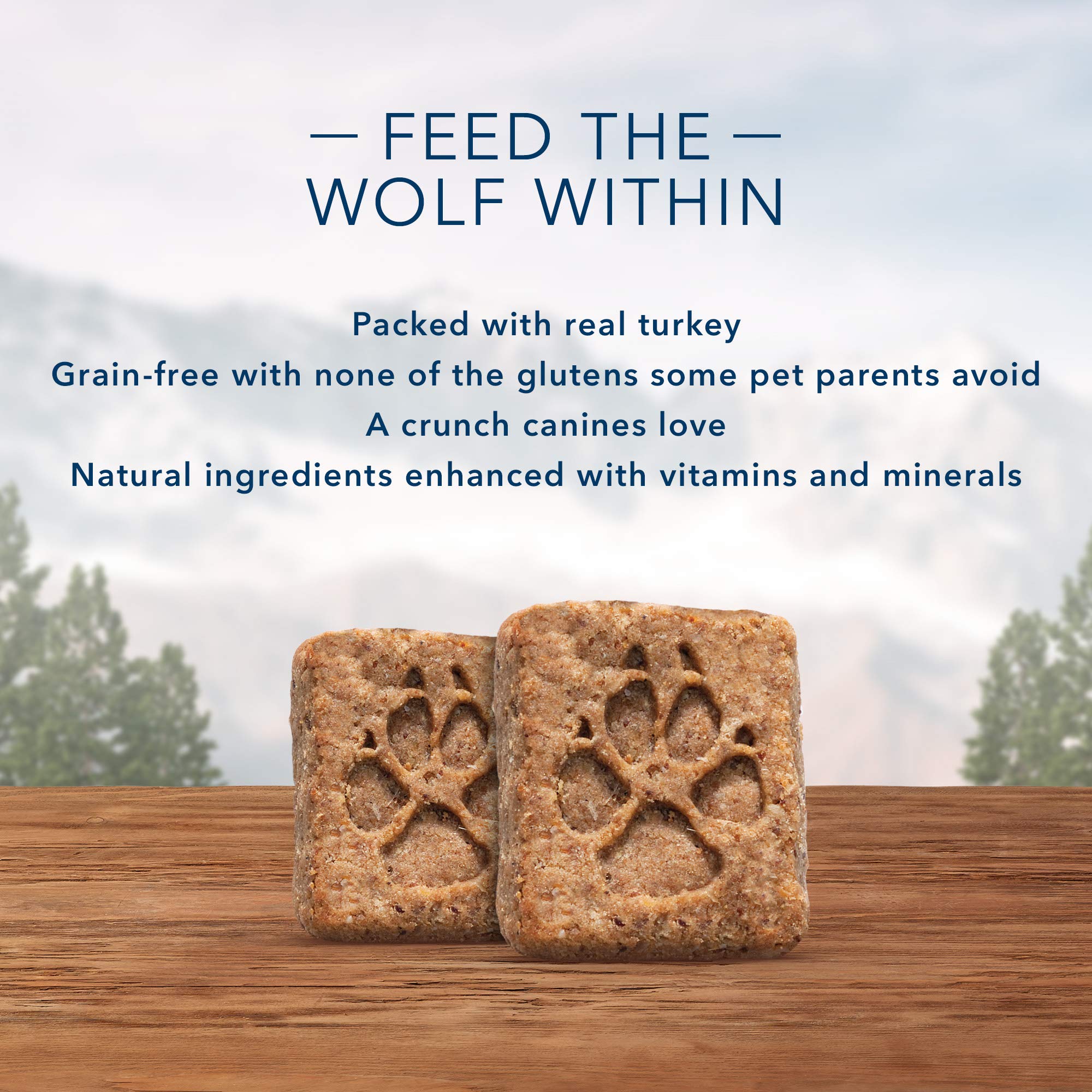 Blue Buffalo Wilderness Trail Treats, High Protein Grain Free Dog Biscuits, Turkey Recipe, 36 oz Box