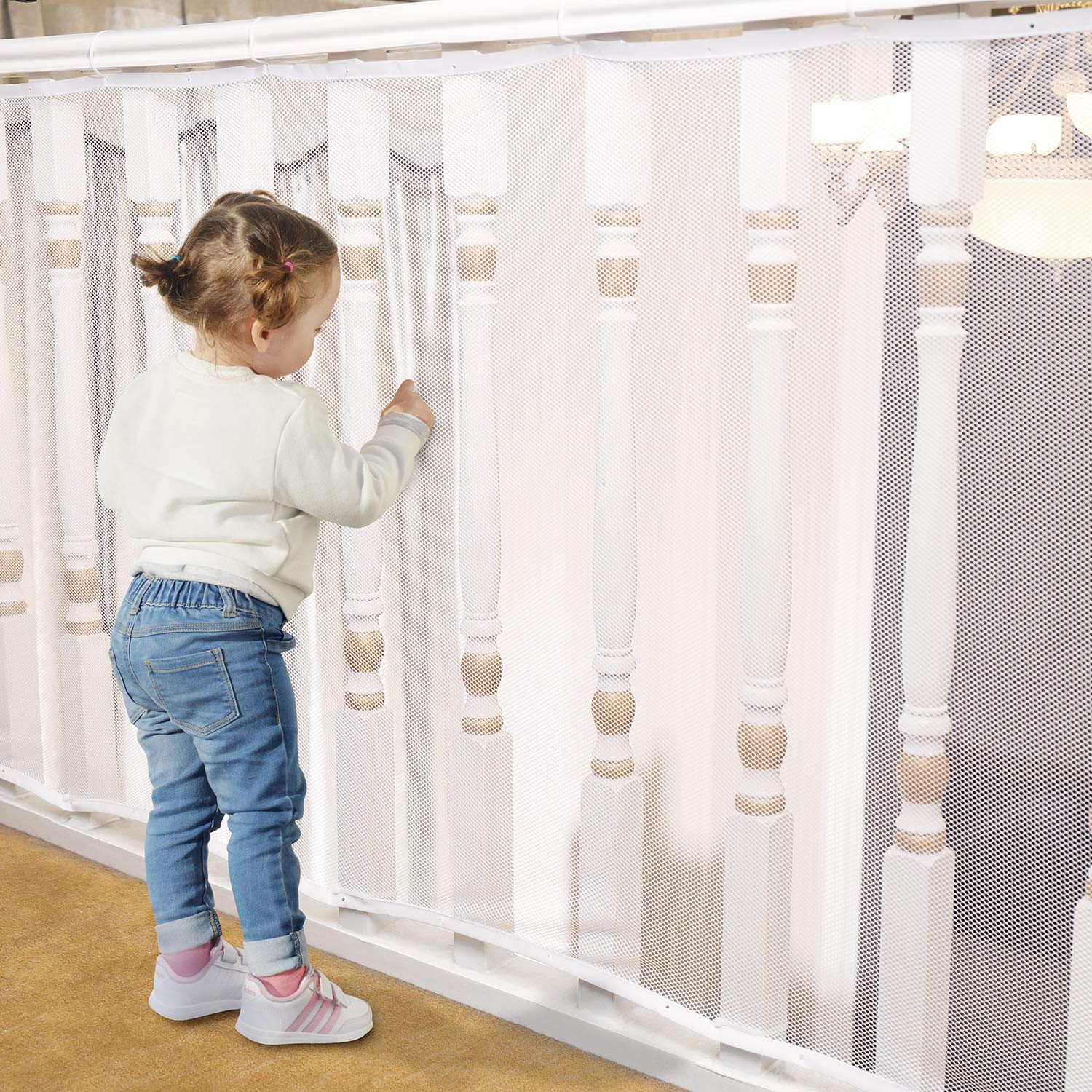 Banister Guard For Baby - 10Ft X 3Ft, Child Safety Net, Stair Railing Proof Mesh For Kids, Toys, Pets - White
