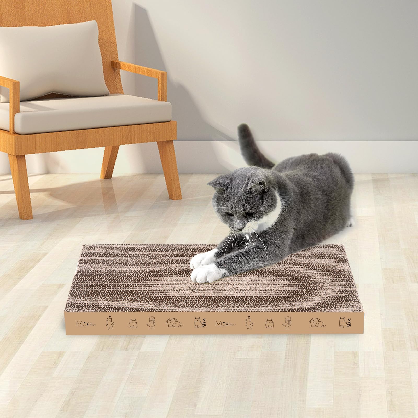 8 Packs In 1 Cat Scratch Pad, Cat Scratcher Cardboard,Reversible,Durable Recyclable Cardboard, Suitable For Cats To Rest, Grind Claws And Play