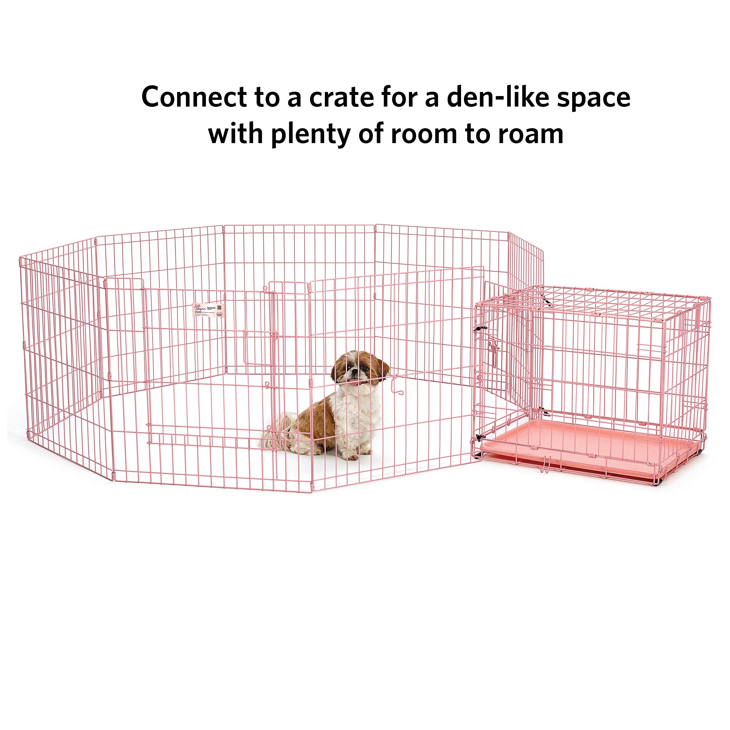 MidWest Homes for Pets Dog Exercise Pen, 24" x 24", Metal Playpen with Door, Pink