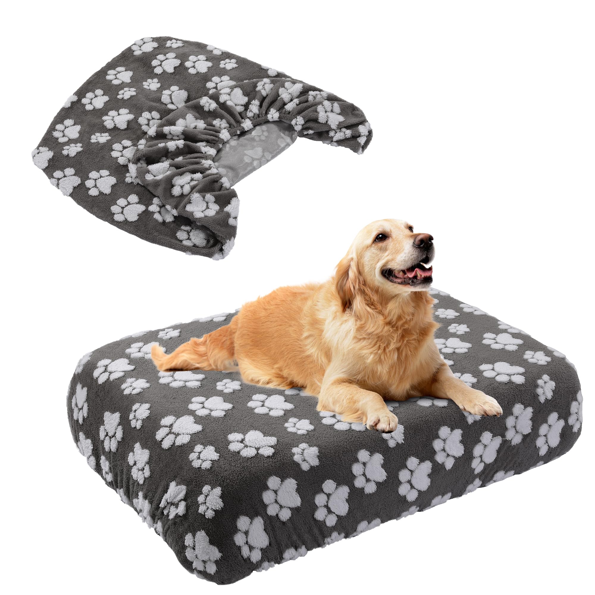 Balapet Washable Dog Bed Cover 100% Waterproof, Soft Plush Velvet Dog Bed Covers Replacement Only, Fitted Reusable Cover For Pet
