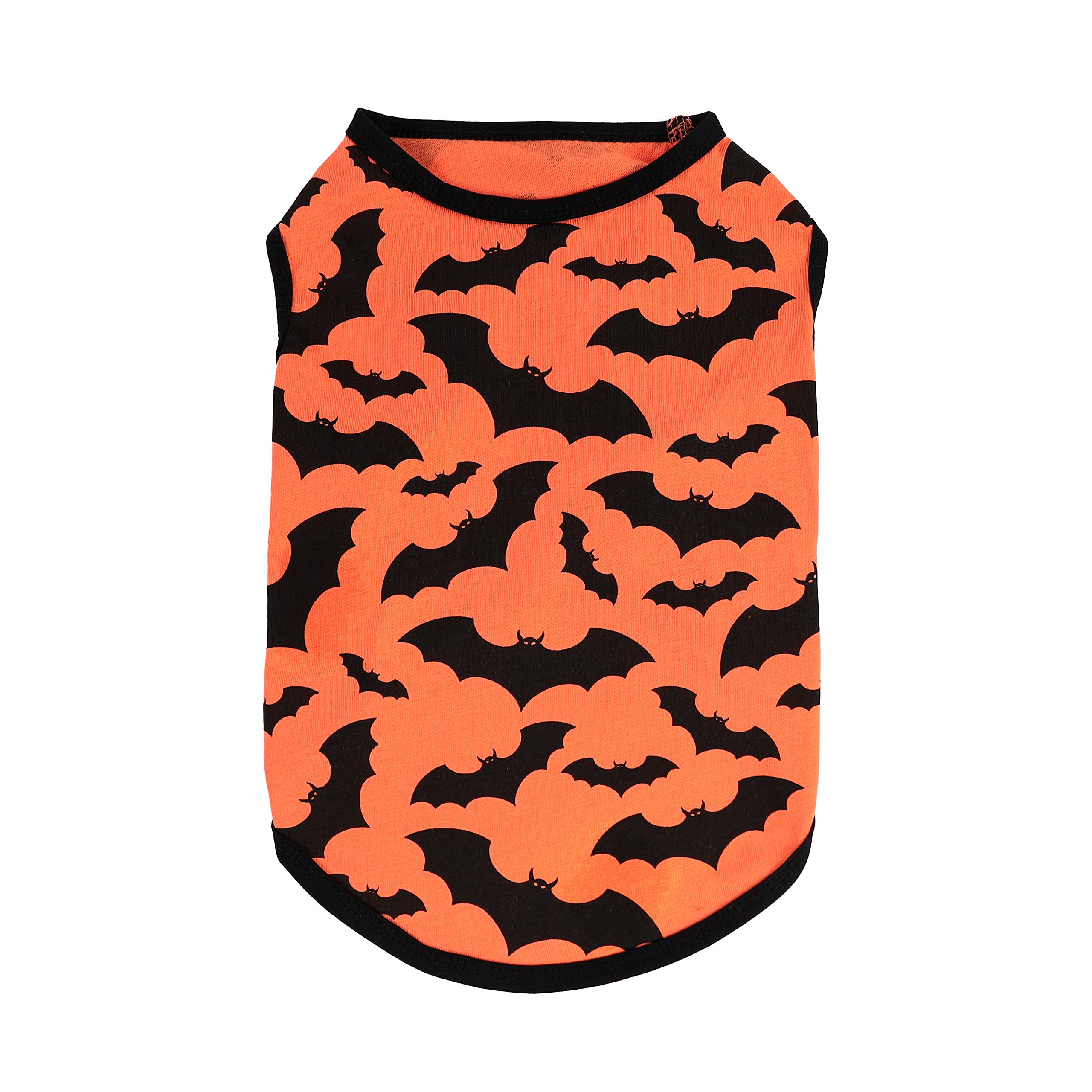 Fitwarm 100% Cotton Halloween Dog Clothes Scary Bat Dog Costumes Doggie Shirts Puppy Shirt Pet Vest Tank Top Cat Tee Orange Xx-Large