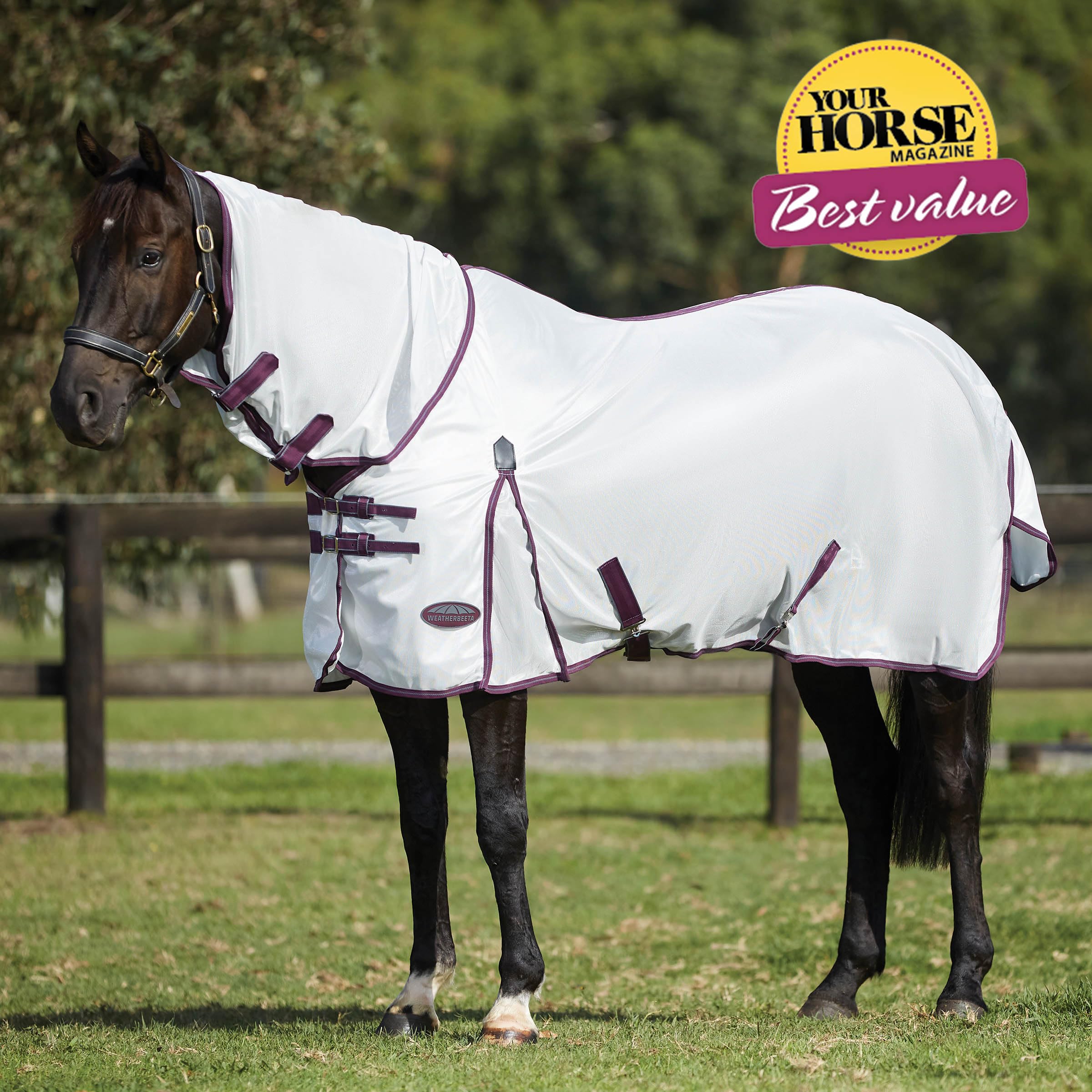 Weatherbeeta Comfitec Essential Mesh Ii Combo Neck, White/Maroon/Grey, 75''