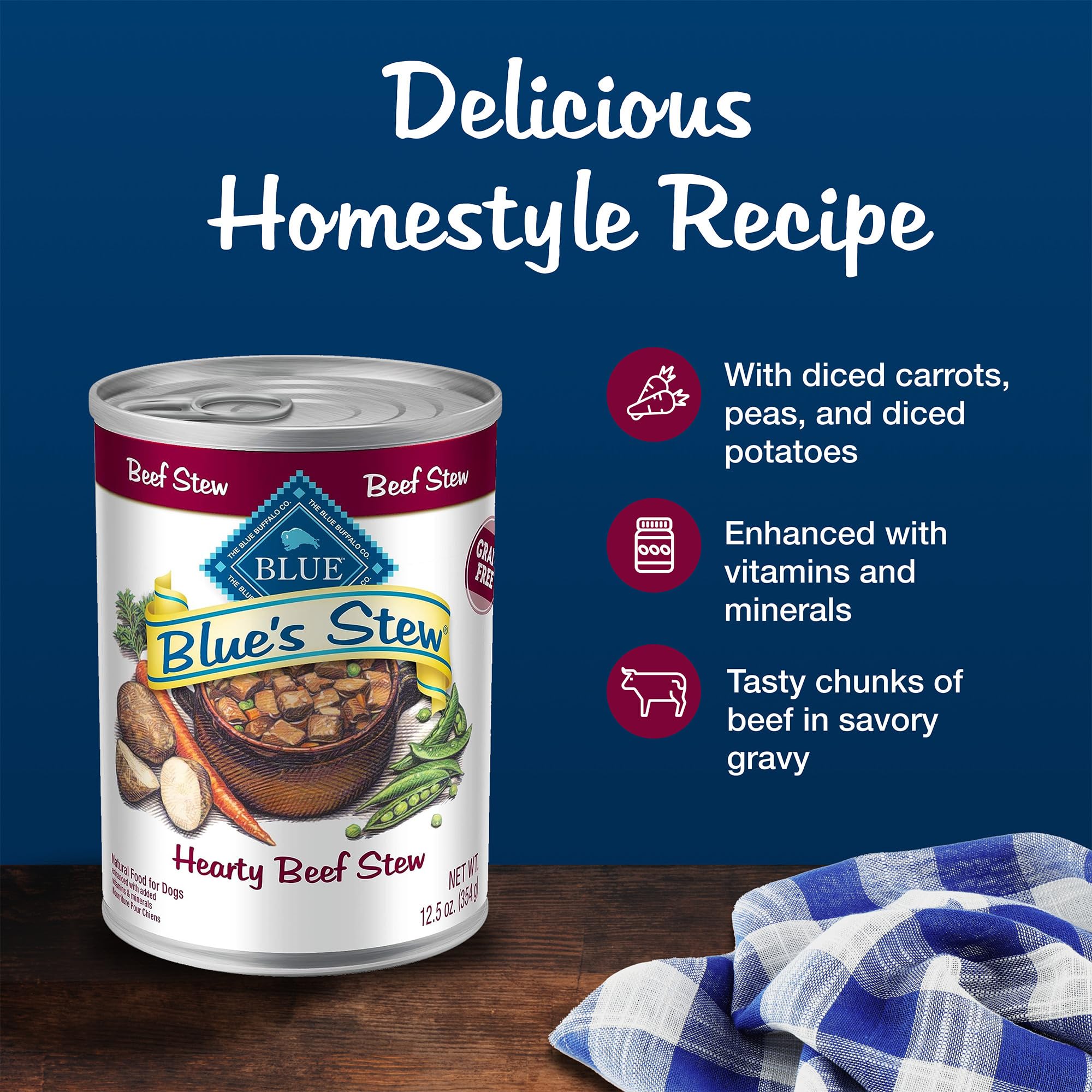 Blue Buffalo Blue s Stew Grain-Free Wet Dog Food, Made with Natural Ingredients, Hearty Beef Stew, 12.5-oz. Cans (12 Count)