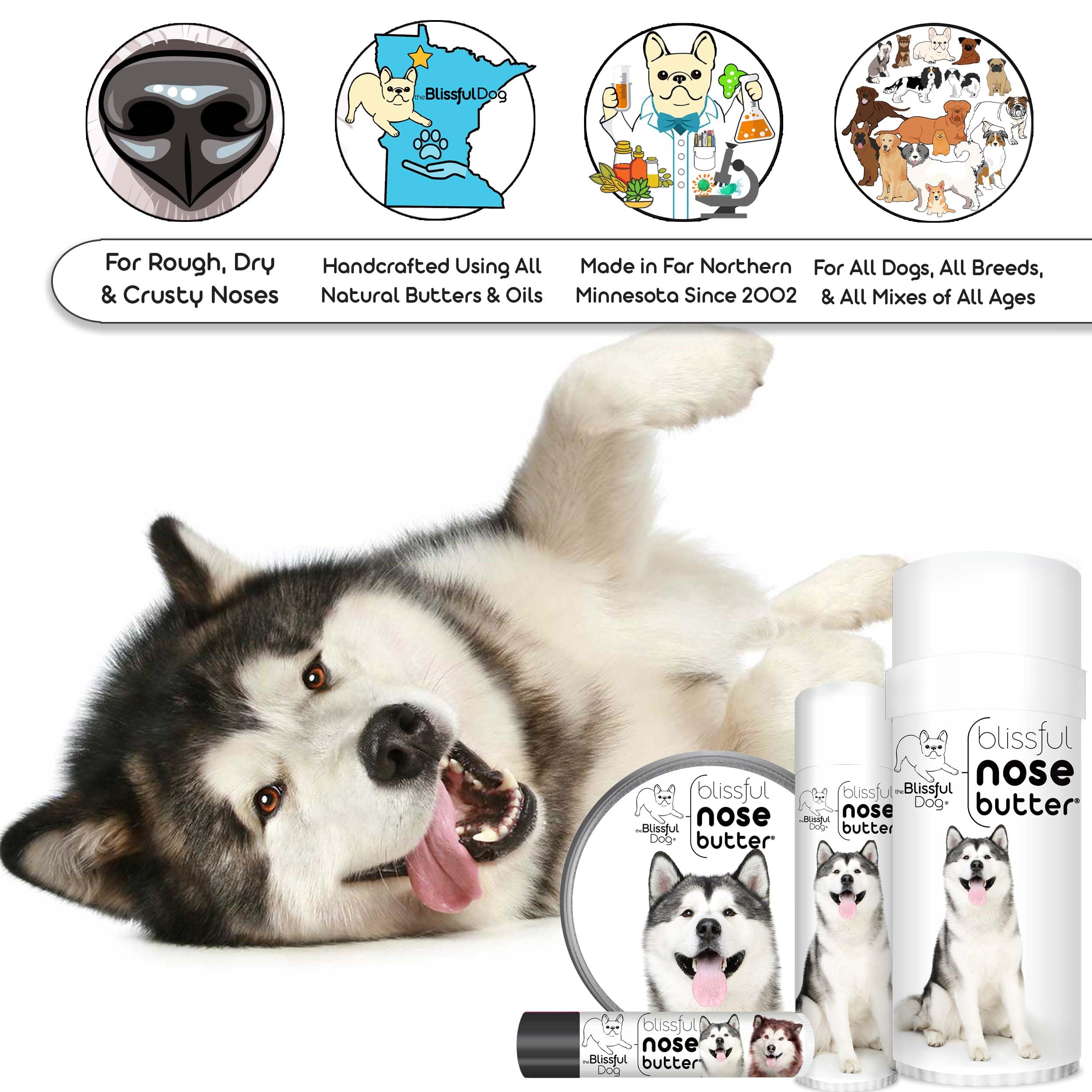 The Blissful Dog Malamute Unscented Nose Butter - Dog Nose Butter, 8 Ounce
