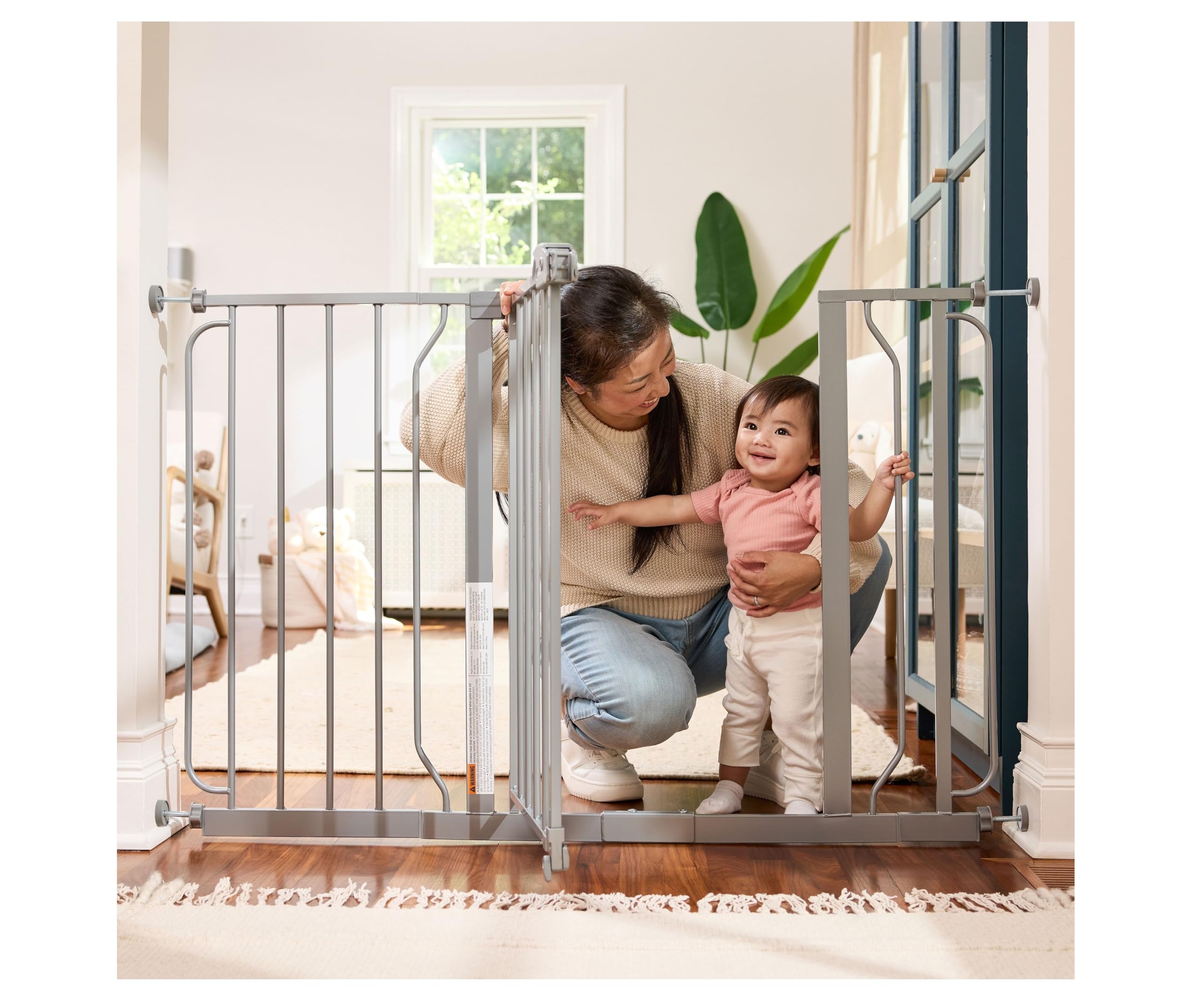 Regalo Easy Step 49-Inch Extra Wide Baby Gate, Includes 4-Inch And 12-Inch Extension Kit, 4 Pack Of Pressure Mount Kit And 4 Pack Of Wall Mount Kit, Platinum - Total Pack Of 1