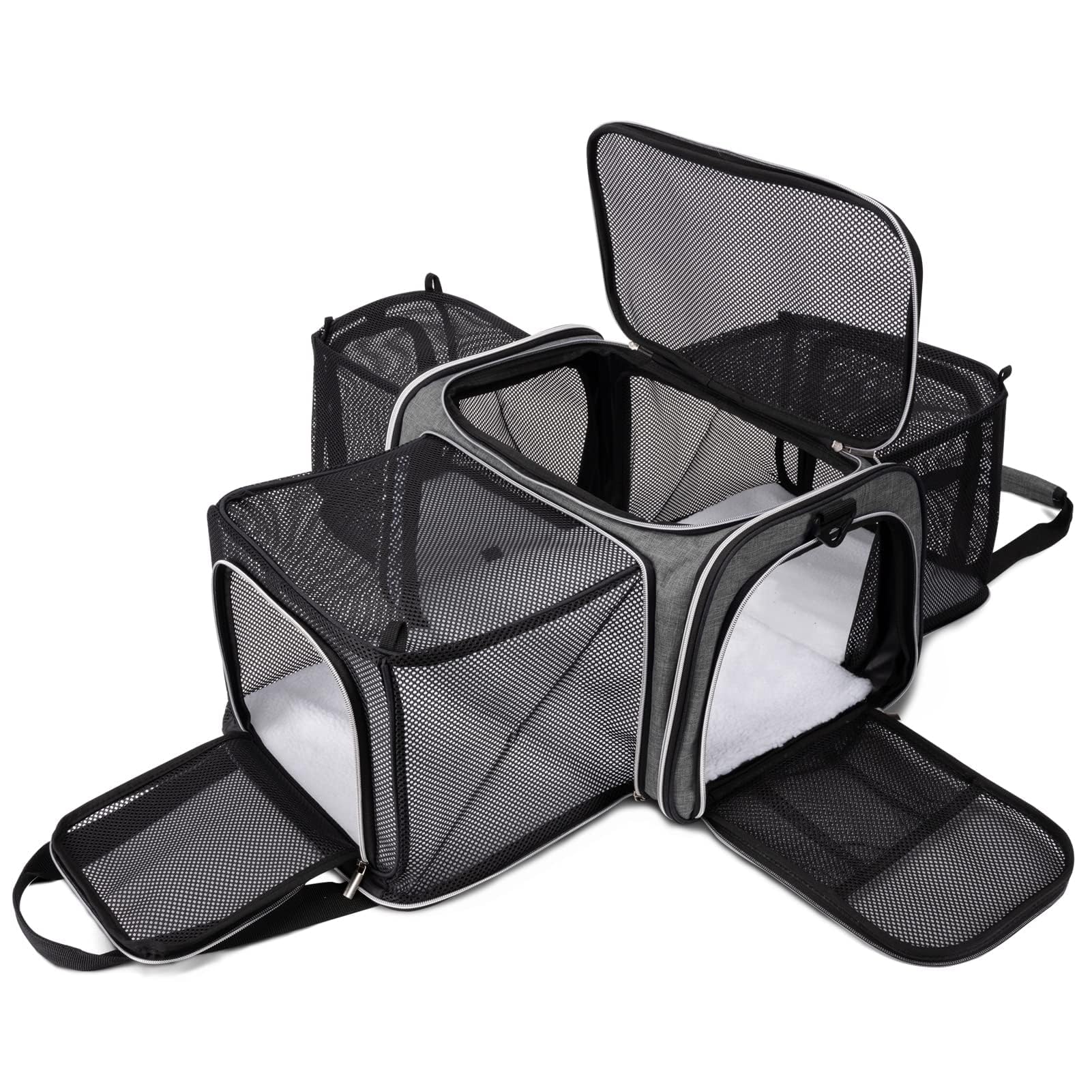 BAGLHER Cat Carrier Bag,Airline Approved Pet Carrier Soft Side Pet Travel 5 Sides Open Doors 3 Sides Expandable Foldable Dog Car