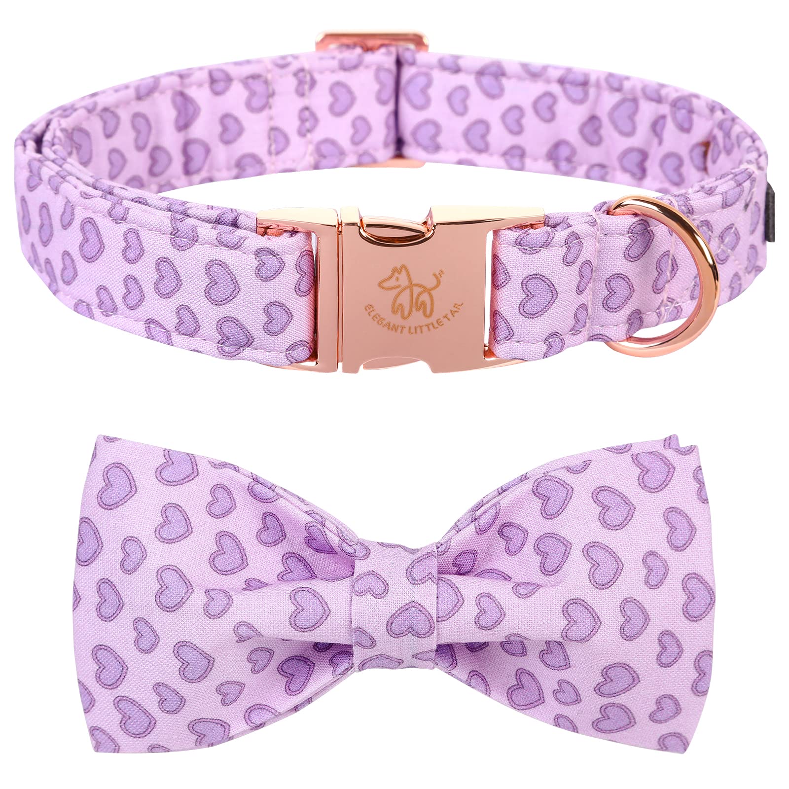Elegant Little Tail Valentine'S Dog Collar With Bow, Cute Heart Dog Bowtie Pet Gift Dog Collar For Medium Dogs