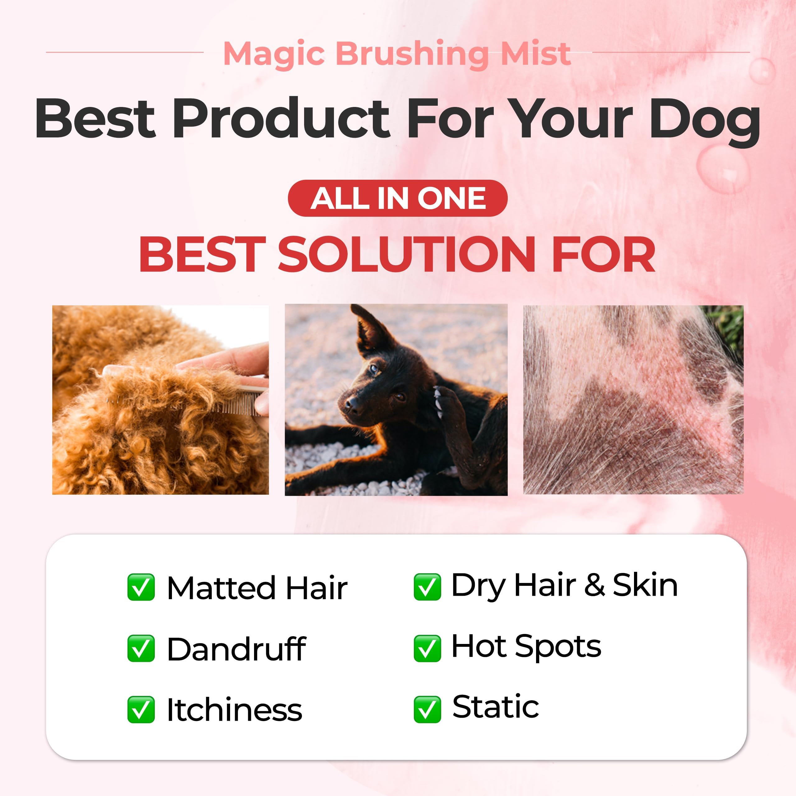 Jayu Pet Magic Brushing Mist - Fur Detangler & Dematting Solution, Hypoallergenic Deodorizer, Conditioner & Itch Relief, Shining